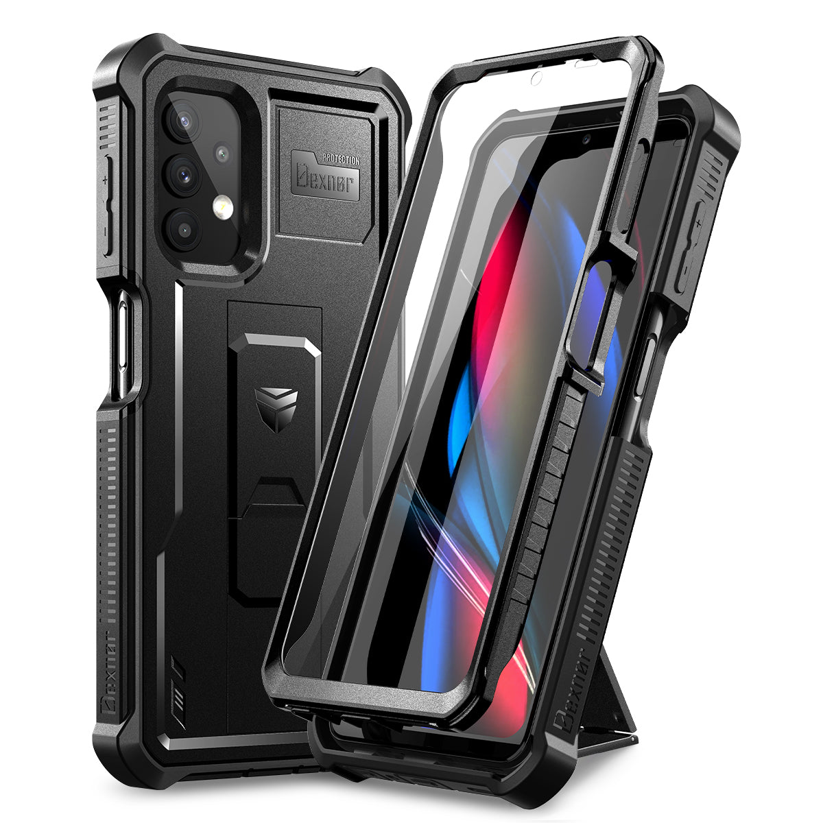 Dexnor Case for Samsung Galaxy A32 5G With Single Screen Protector Full Body Bumper Kickstand Heavy-duty Shockproof Rugged Cover.
