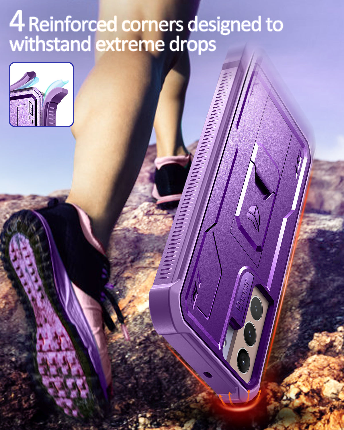 Dexnor Case for Samsung Galaxy S22 With Single Screen Protector Full Body Bumper Kickstand Heavy-duty Shockproof Rugged Cover.