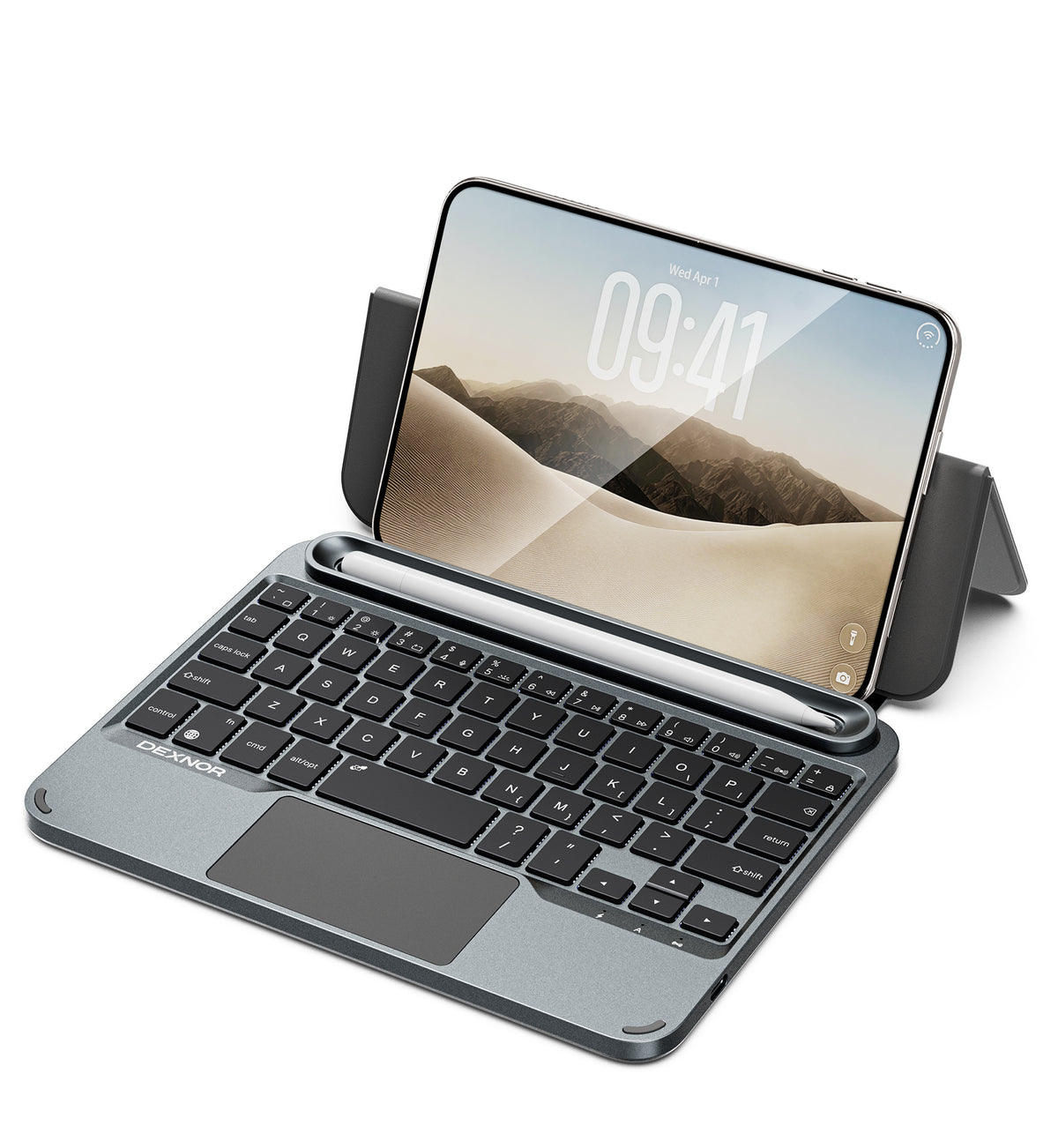 Dexnor Keyboard Case for iPhone Duo Portable Compact Mini Bluetooth Keyboard with Adjustable Stand Touchpad Pen Holder Backlight