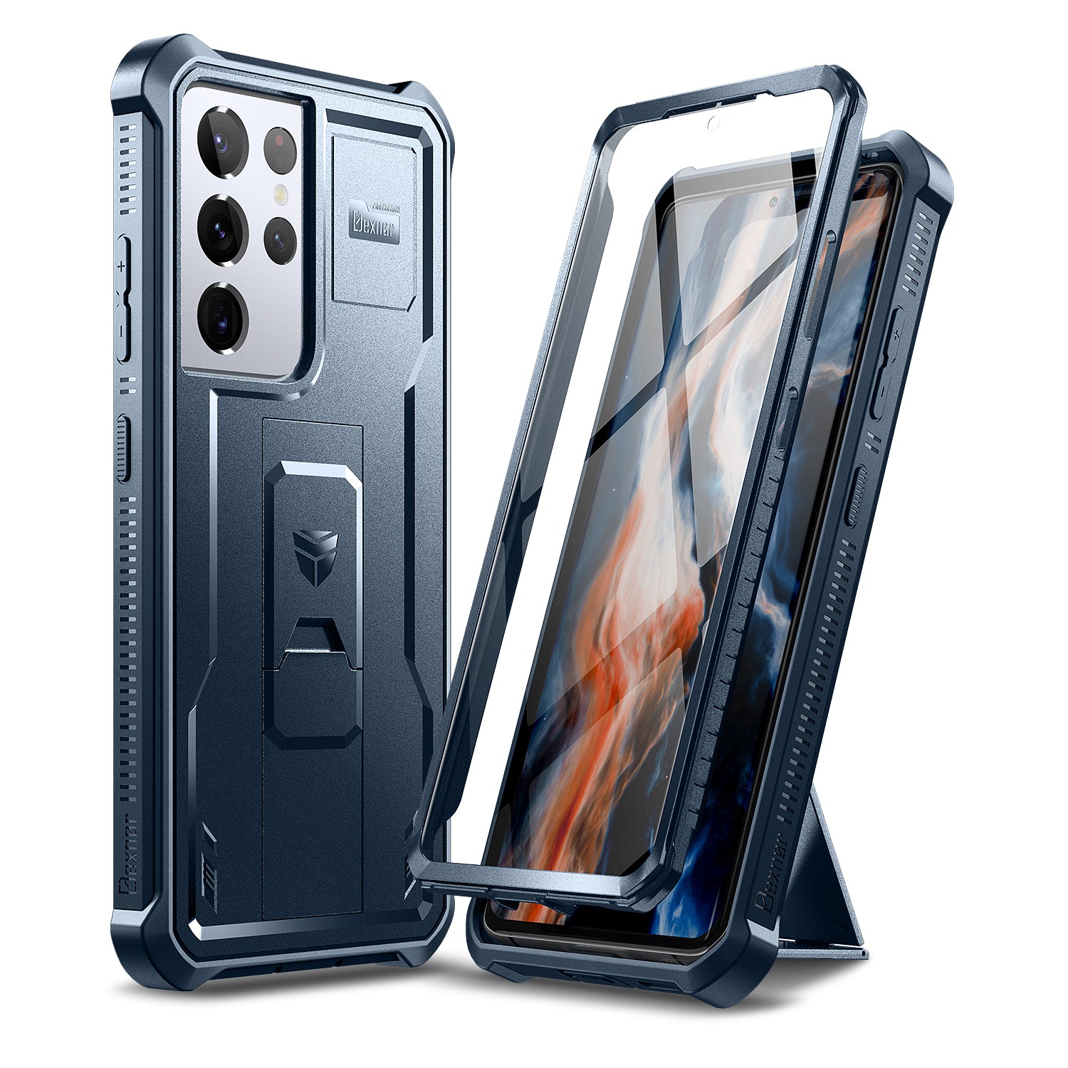 Dexnor Case for Samsung Galaxy S21 Ultra With Single Screen Protector Full Body Bumper Kickstand Heavy-duty Shockproof Grade Cover.
