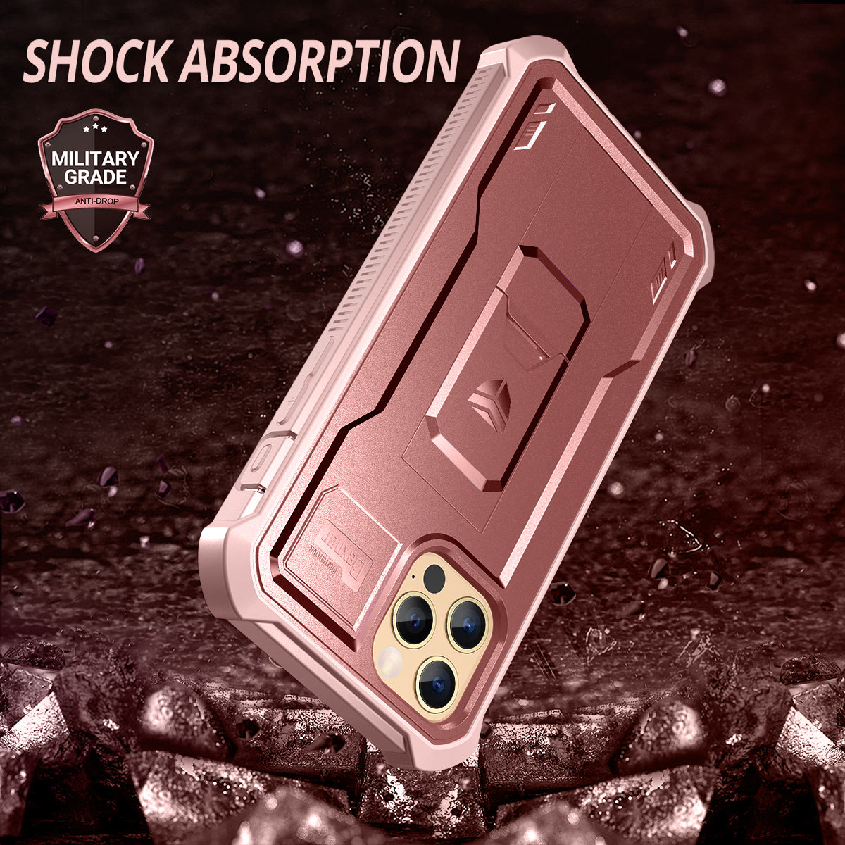 Dexnor Black Case For iPhone 12 Pro Max With Heavy-duty Shockproof Full Body Built-in Screen Protector Adjustable Kickstand