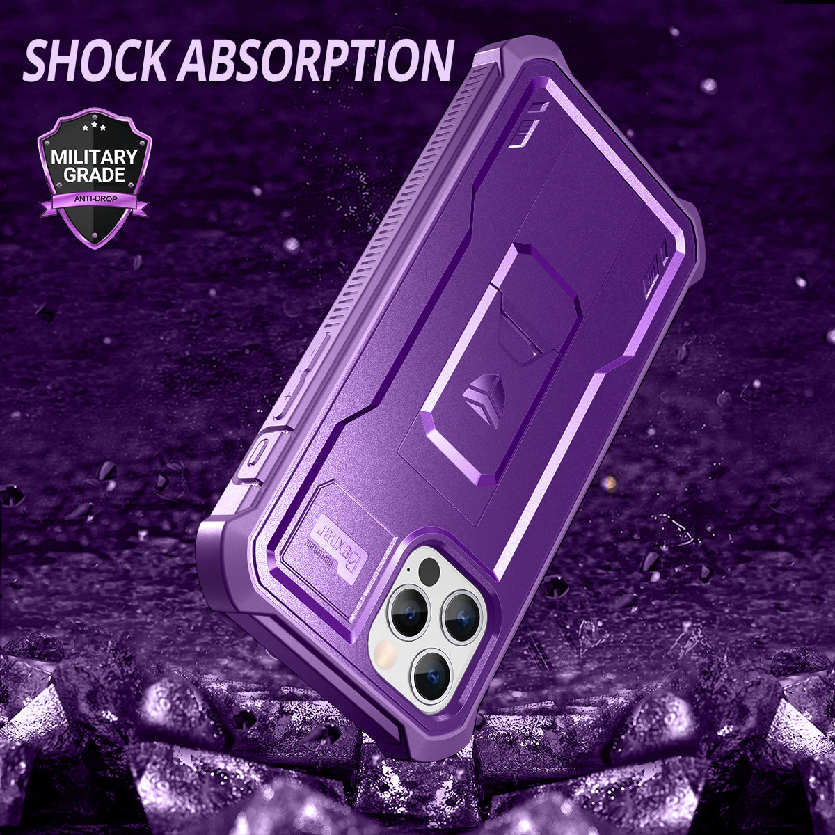 Dexnor Black Case For iPhone 12 Pro Max With Heavy-duty Shockproof Full Body Built-in Screen Protector Adjustable Kickstand