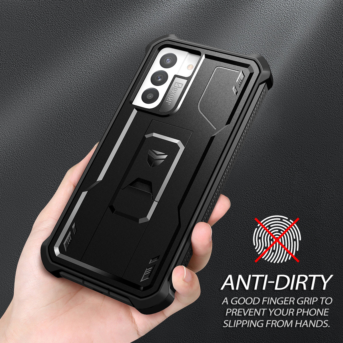 Dexnor Case for Samsung Galaxy S21 FE With Single Screen Protector Full Body Bumper Kickstand Heavy-duty Shockproof Rugged Cover.
