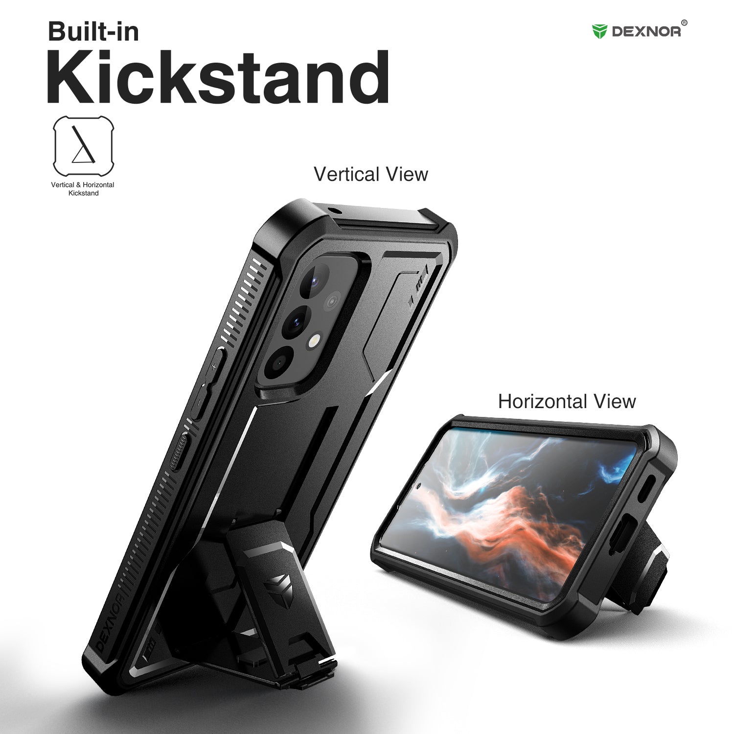Dexnor Case for Samsung Galaxy A53 5G With Single Screen Protector Full Body Bumper Kickstand Heavy-duty Shockproof Rugged Cover.