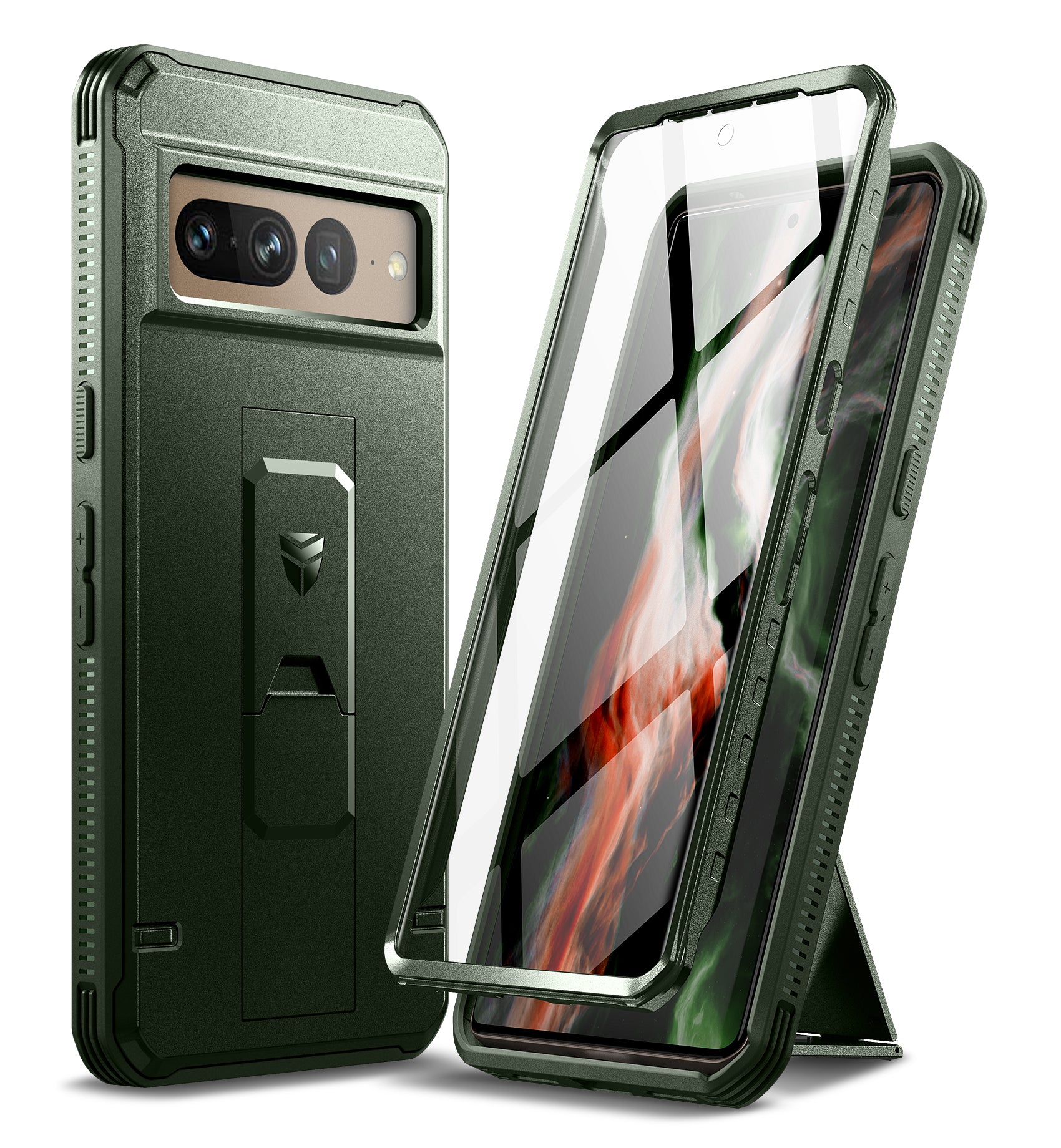 Dexnor Case for Google Pixel 7 Pro With Screen Protector Full Body Bumper Kickstand Heavy-duty Shockproof Rugged Cover.
