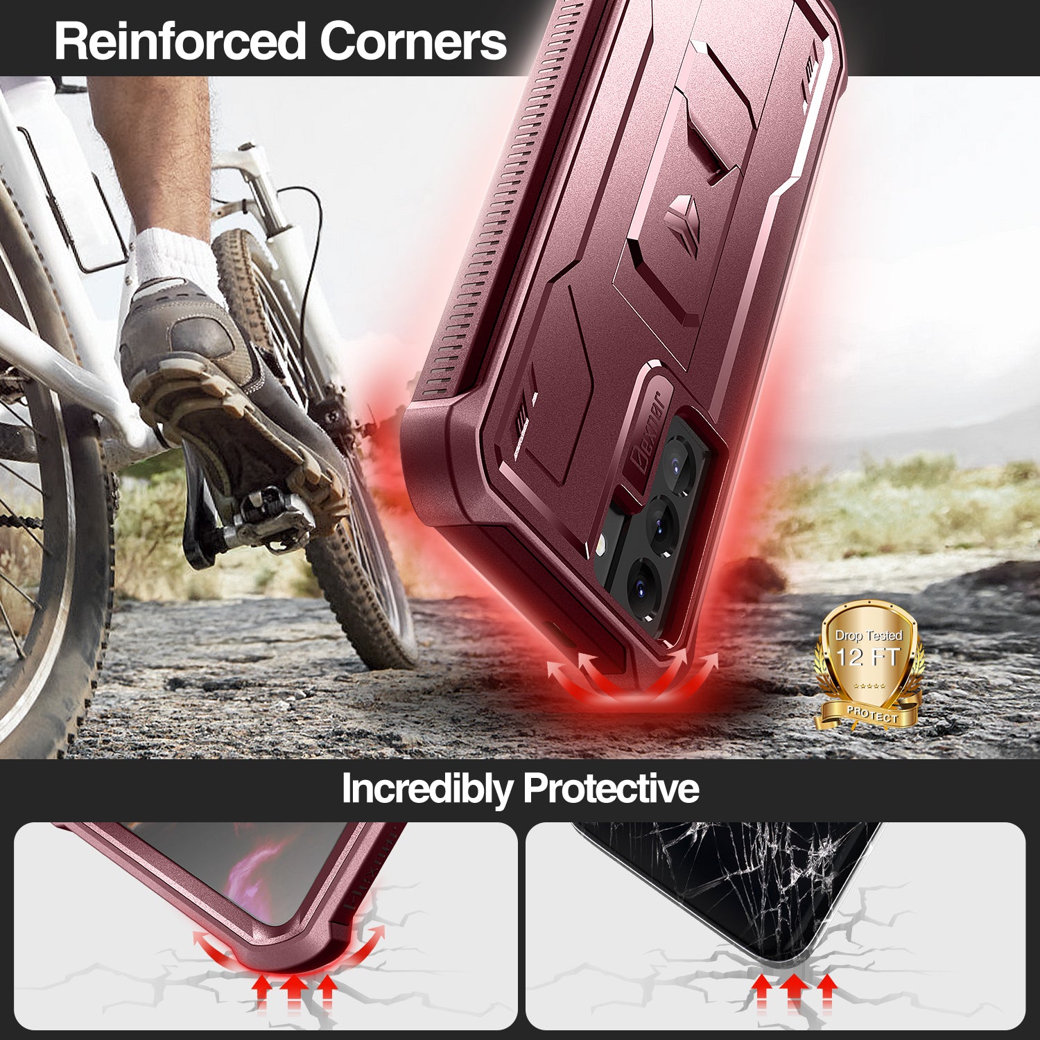 Dexnor Case for Samsung Galaxy S21 With Single Screen Protector Full Body Bumper Kickstand Heavy-duty Shockproof Rugged Cover.