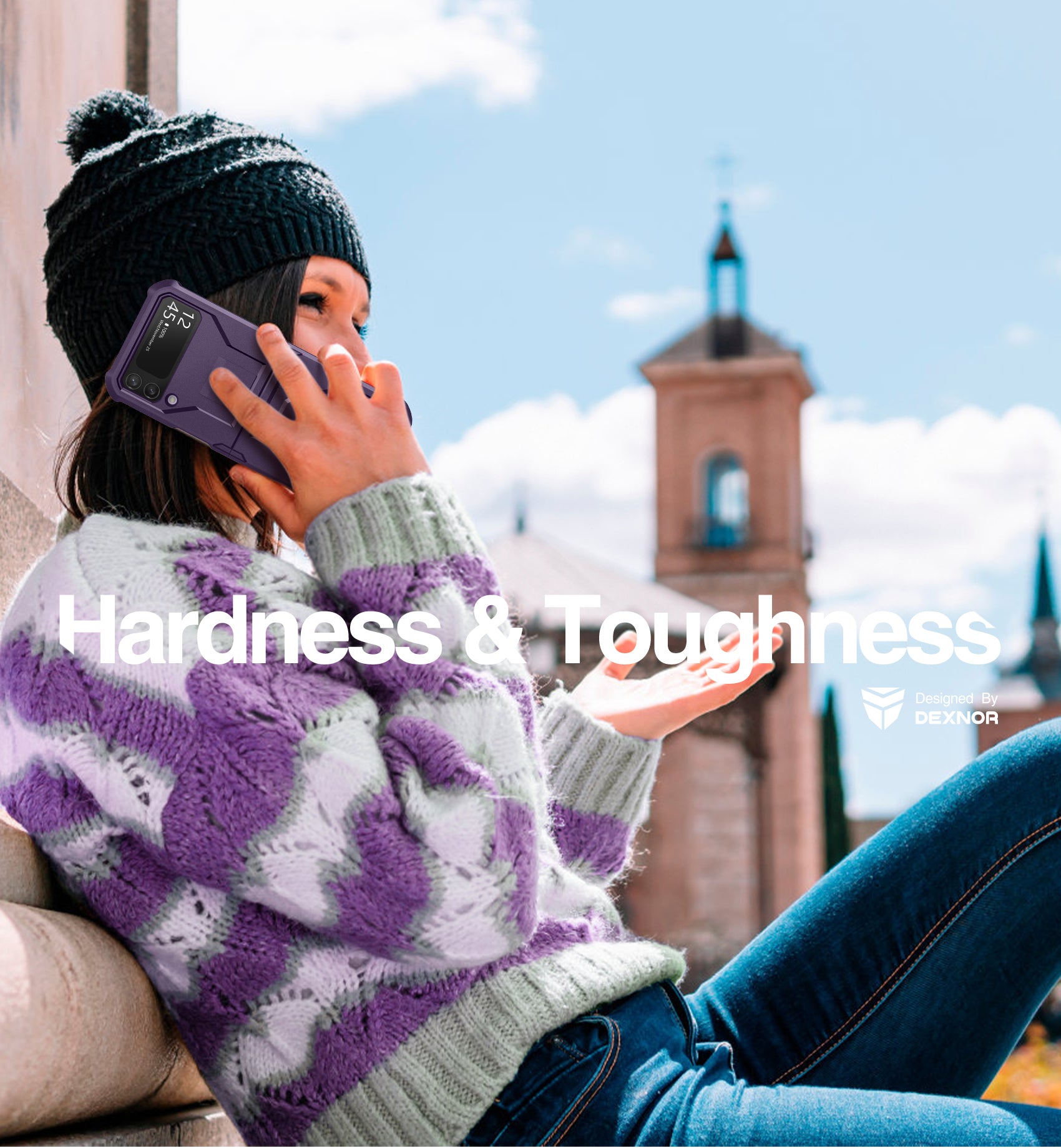 Dexnor Case for Samsung Galaxy Z Flip 4  Hinge Coverage With Screen Protector Full Body Bumper Kickstand Hinge Coverage Shockproof Rugged  Cover