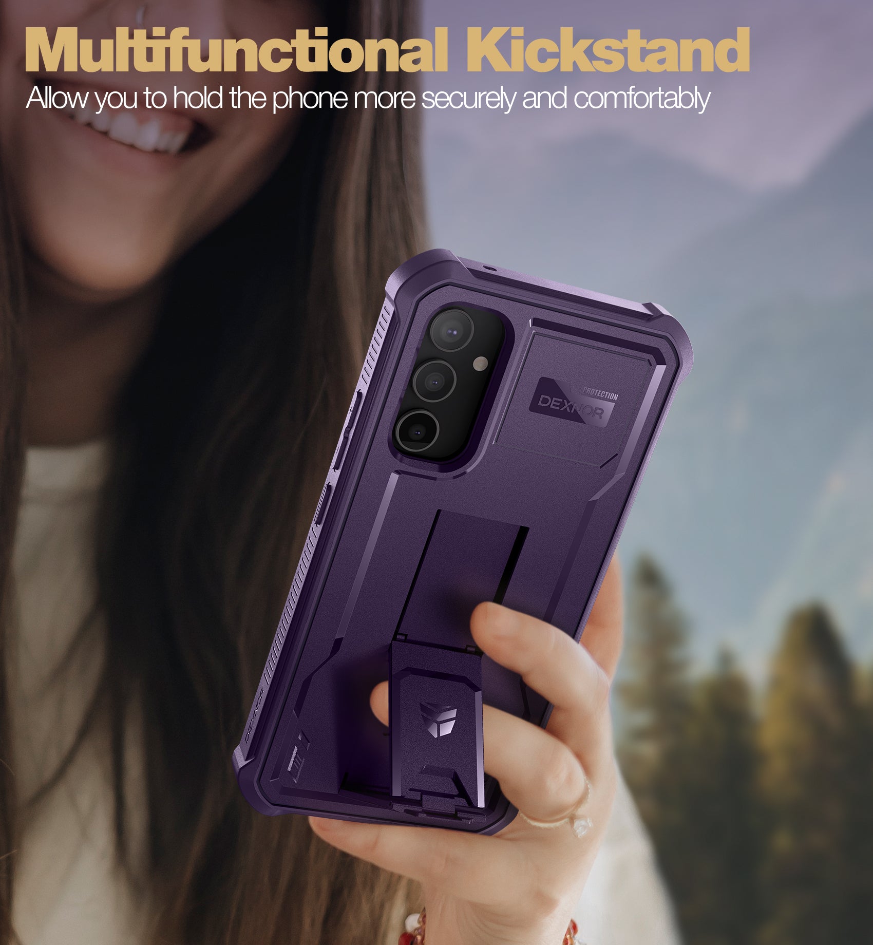 Dexnor Case for Samsung Galaxy A34 5G With Screen Protector Full Body Bumper Kickstand Heavy-duty Shockproof Rugged Cover.