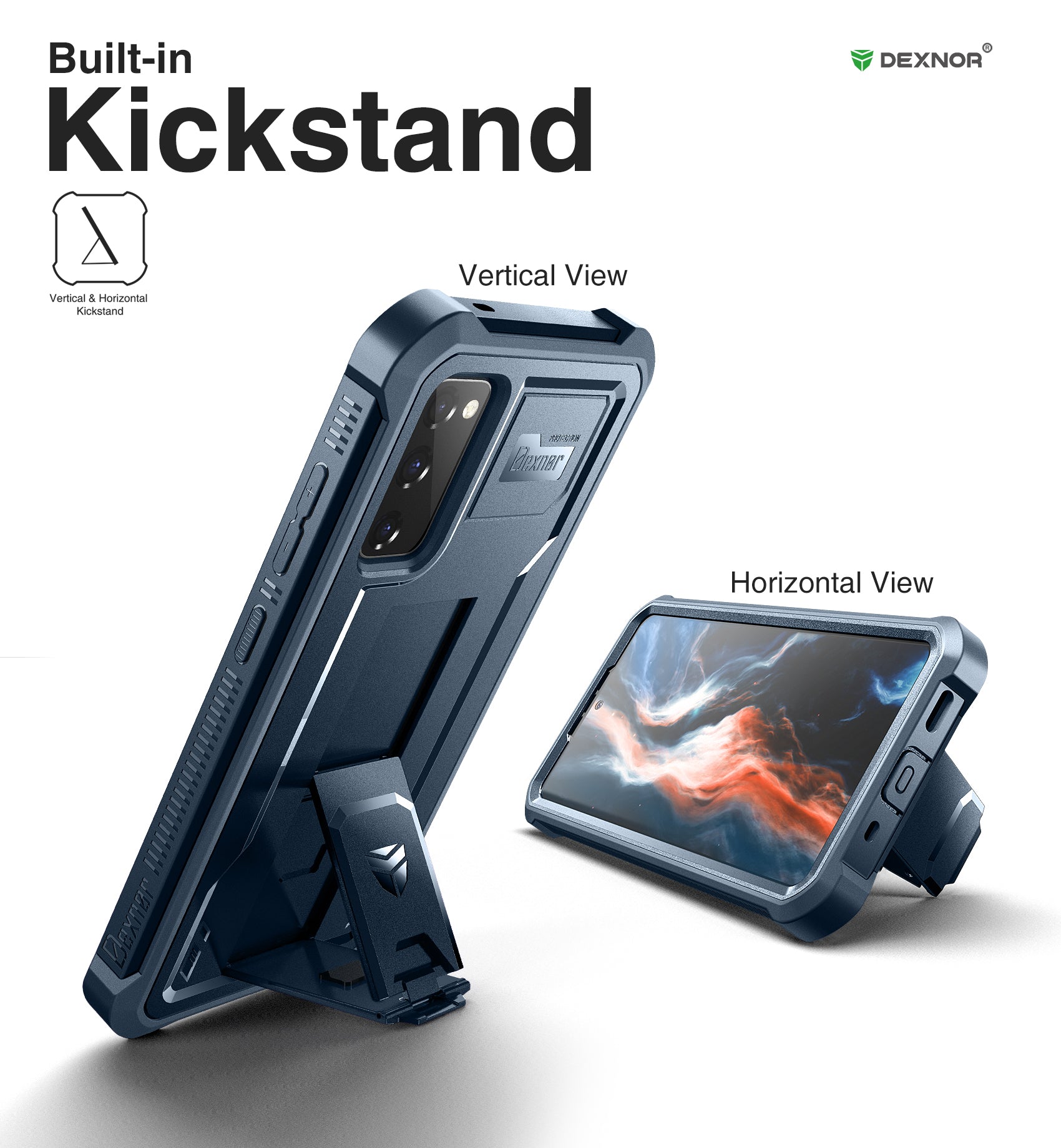 Dexnor Case for Samsung Galaxy S20 FE With Single Screen Protector Full Body Bumper Kickstand Heavy-duty Shockproof Rugged Cover
