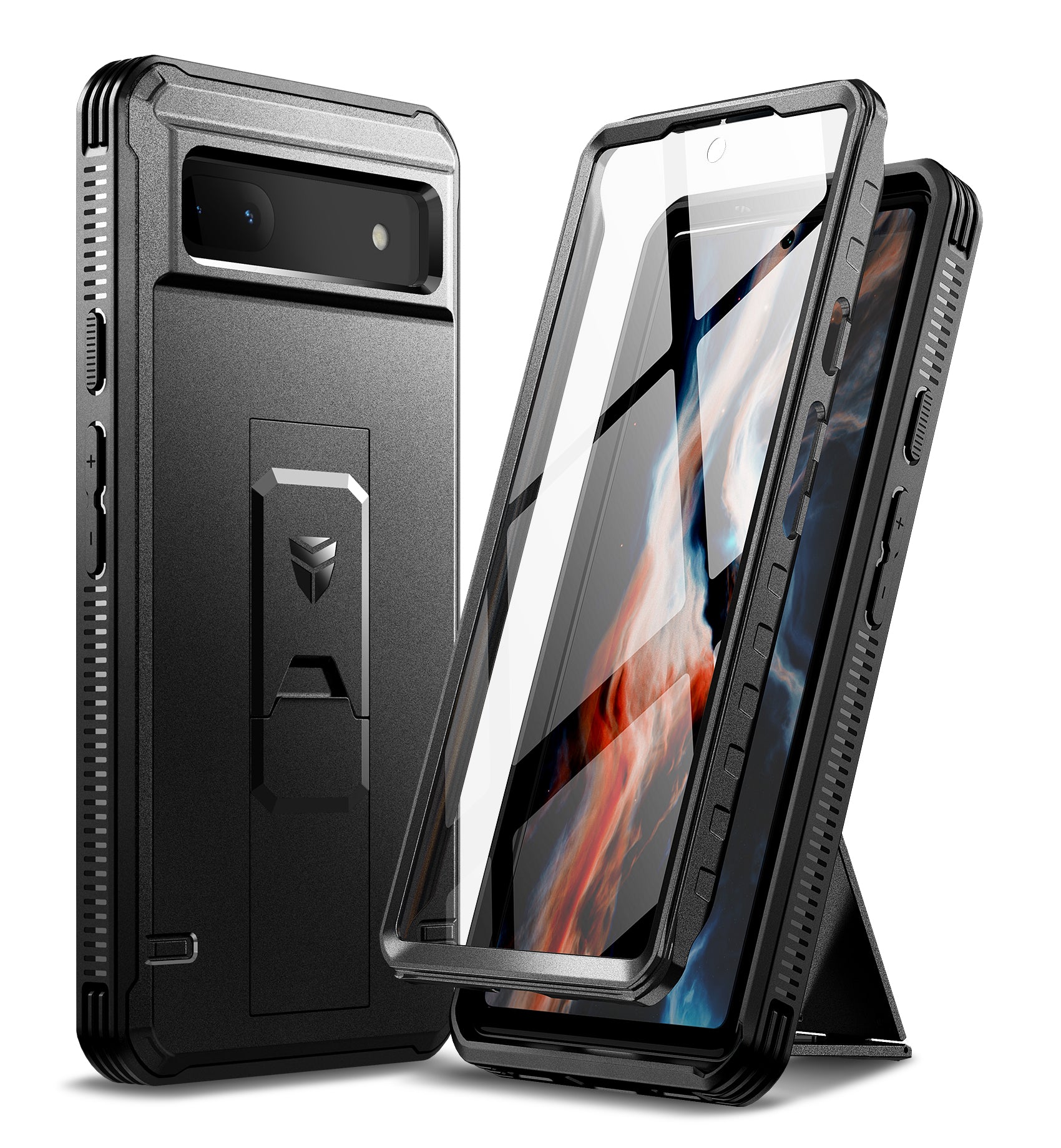 Dexnor Case for Google Pixel 6A With Screen Protector Full Body Bumper Kickstand Heavy-duty Shockproof Rugged Cover.