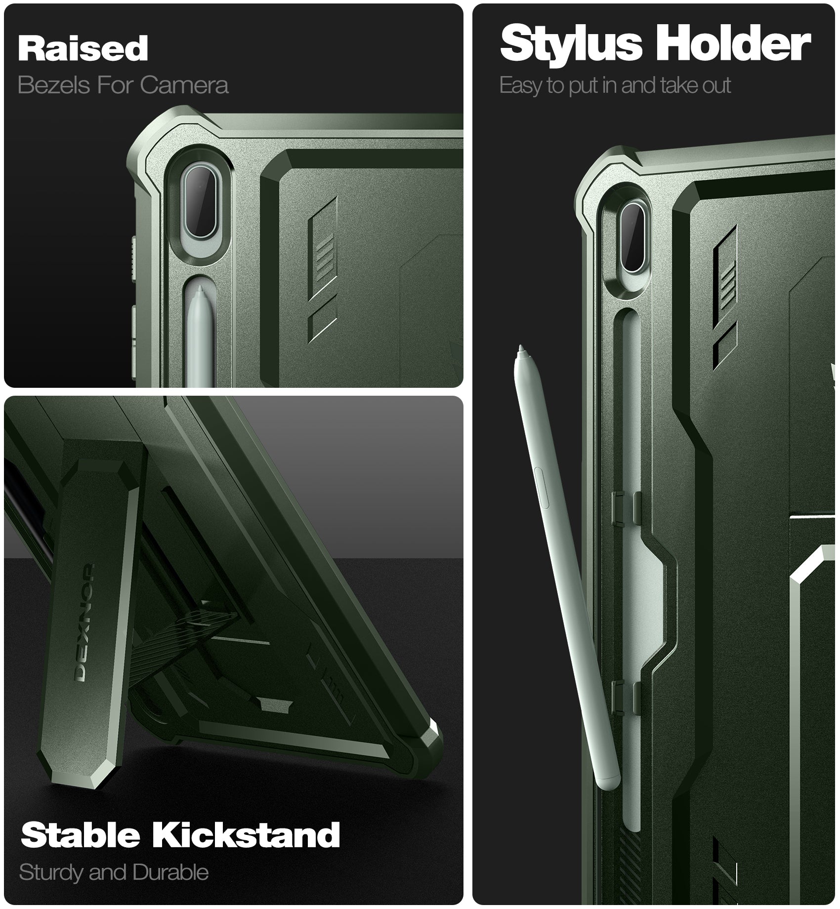 Dexnor Tablet Case for Samsung Galaxy Tab S7 Plus/S8 Plus With Screen Protector Full Body Bumper Kickstand Heavy-duty Shockproof Rugged Pen Holder Cover.