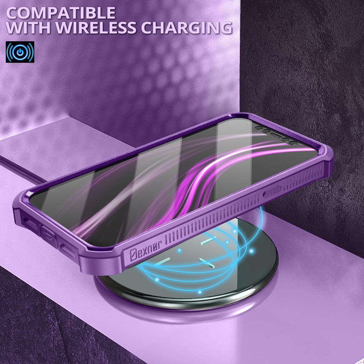 Dexnor Black Case For iPhone 12 Pro With Heavy-duty Shockproof Full Body Built-in Screen Protector Adjustable Kickstand