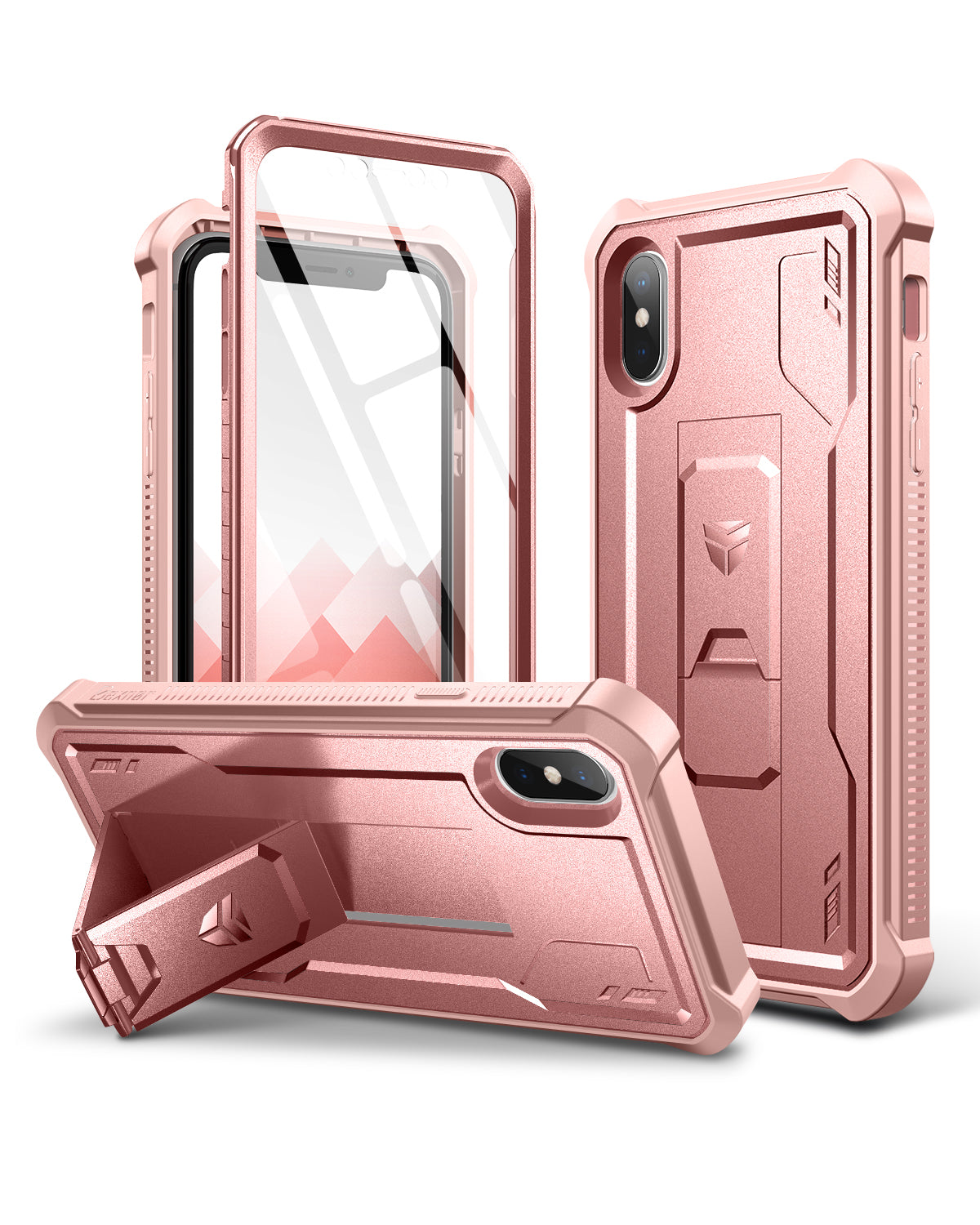 Dexnor Case for iPhone XS Max With Screen Protector Full Body Bumper Kickstand Heavy-duty Shockproof Rugged Cover.