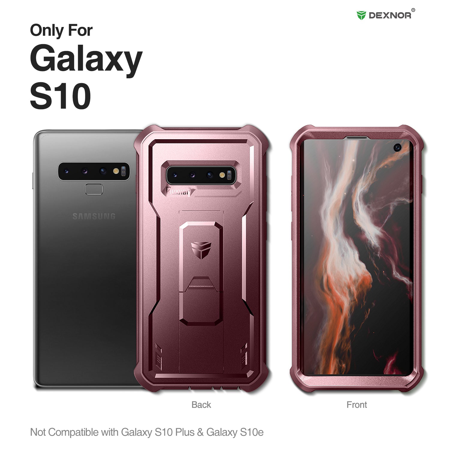 Dexnor Case for Samsung Galaxy S10 With Single Screen Protector Full Body Bumper Kickstand Heavy-duty Shockproof Rugged Cover.