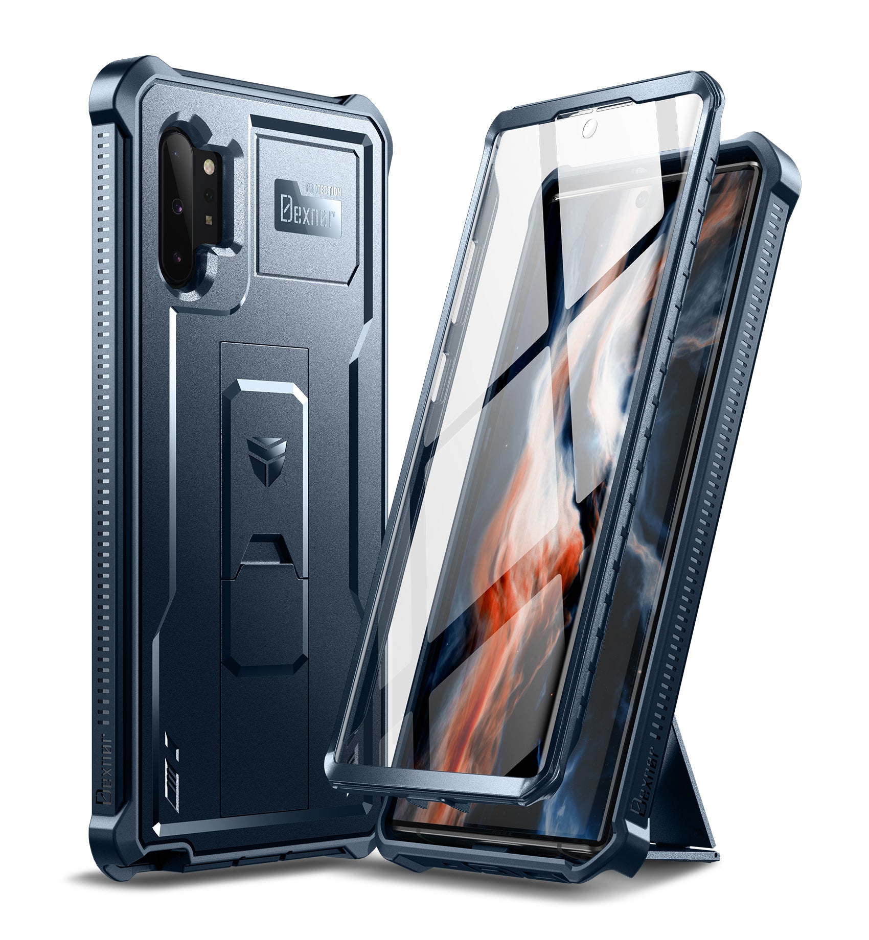 Dexnor Case for Samsung Galaxy Note 10+ With Single Screen Protector Full Body Bumper Kickstand Heavy-duty Shockproof Rugged Cover.