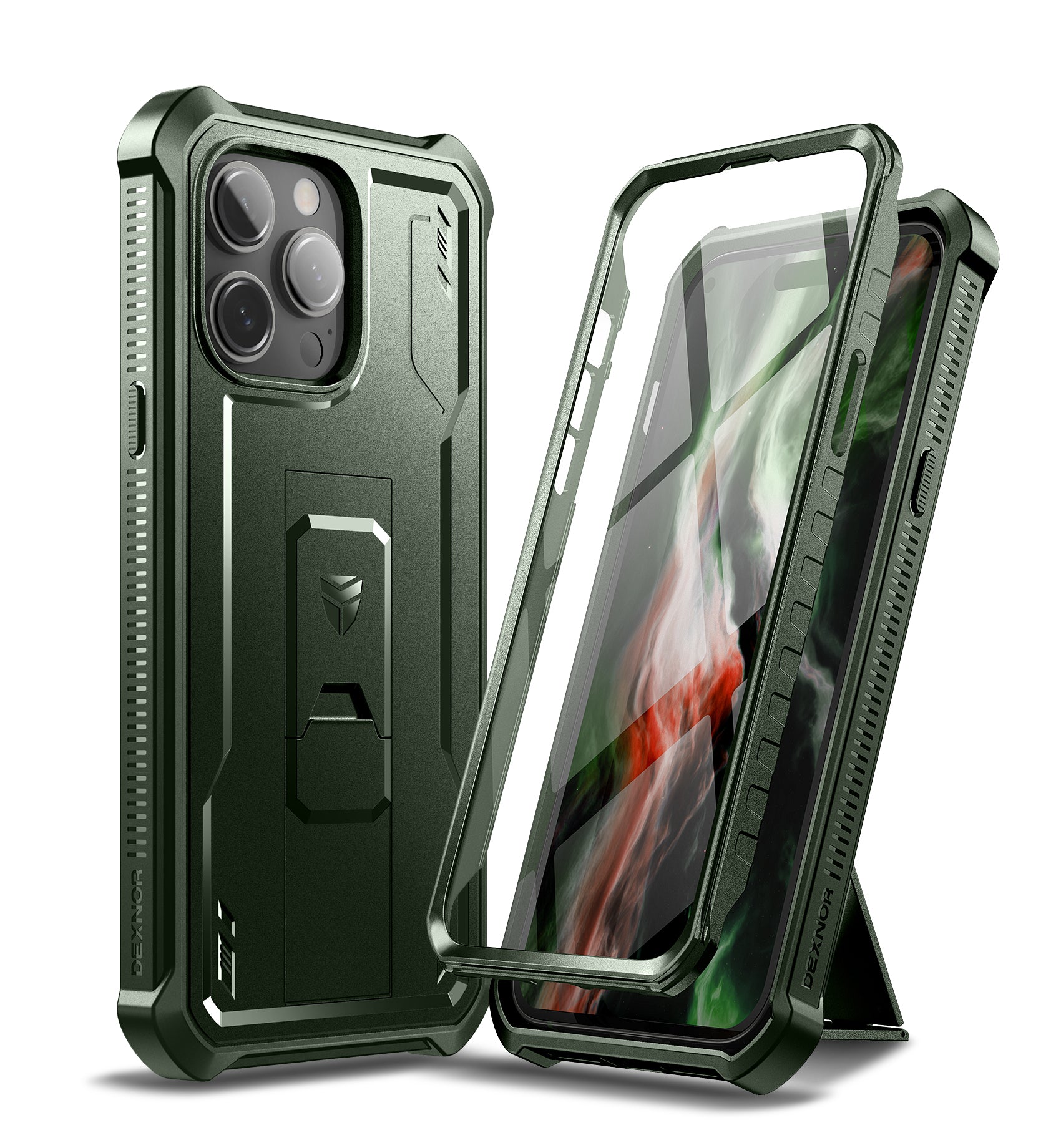 Dexnor for iphone 14 Pro Max Case Heavy-duty Shockproof Full Body Built-in Screen Protector Adjustable Kickstand