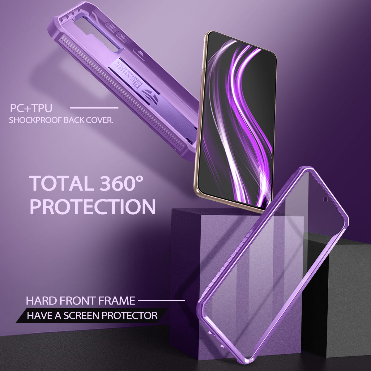 Dexnor Case for Samsung Galaxy S21 With Single Screen Protector Full Body Bumper Kickstand Heavy-duty Shockproof Rugged Cover.