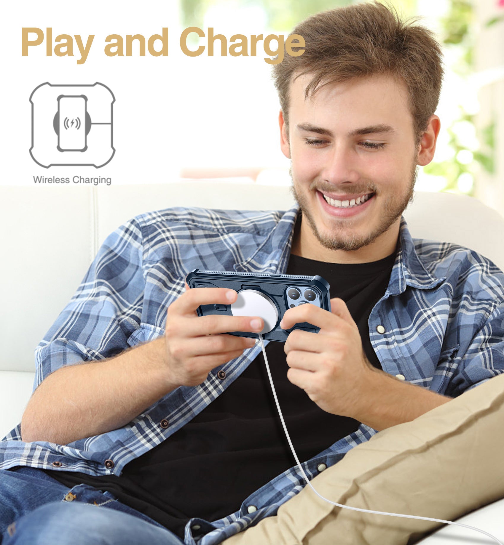 Dexnor for iphone 13 Pro Max Case With Heavy-duty Shockproof Full Body Built-in Screen Protector Adjustable Kickstand