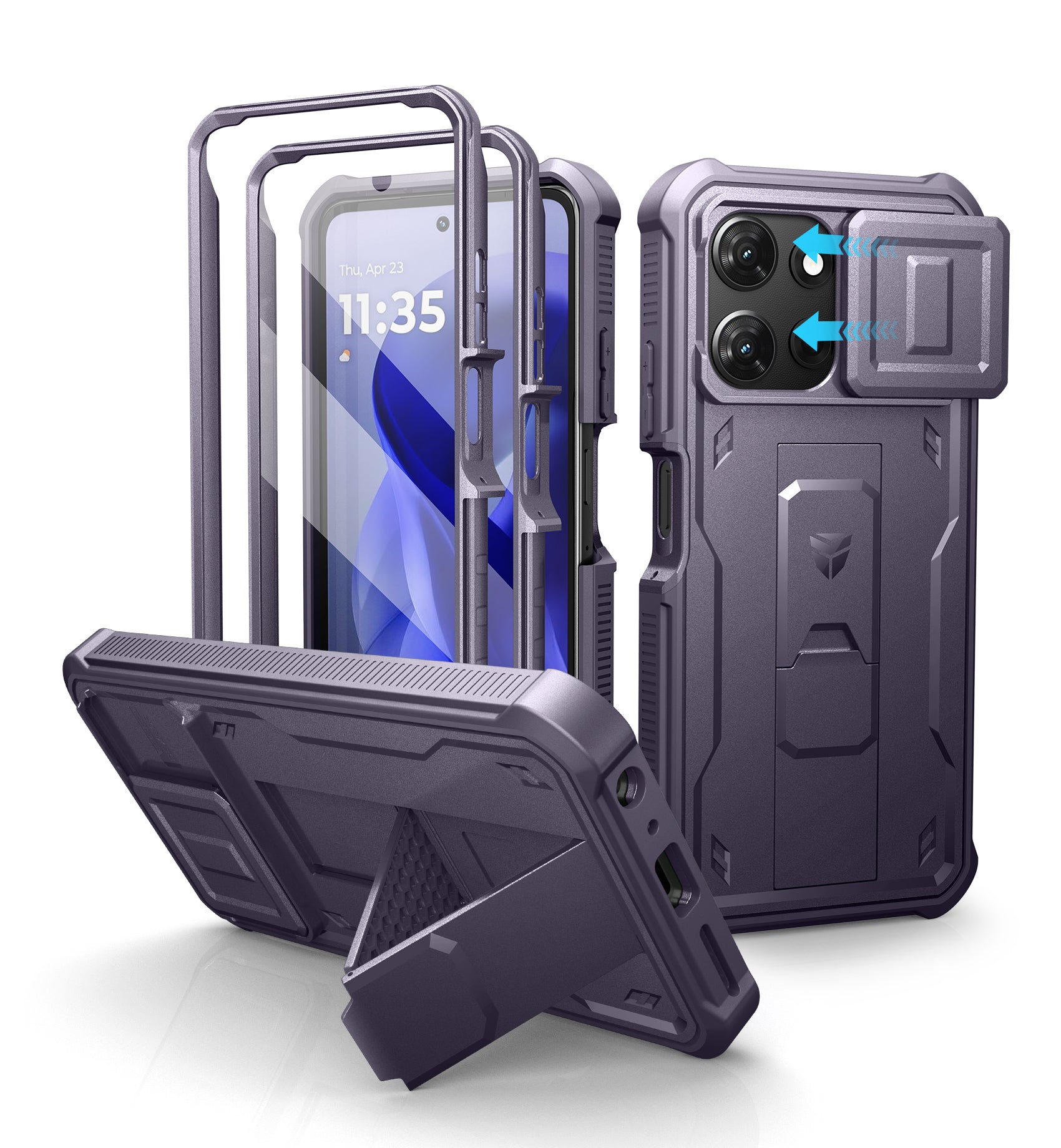 Dexnor Full Body Case for Moto G-Power 5G 2025 With Screen Protector And Slide Camera Bumper Kickstand Heavy-duty Shockproof Cover