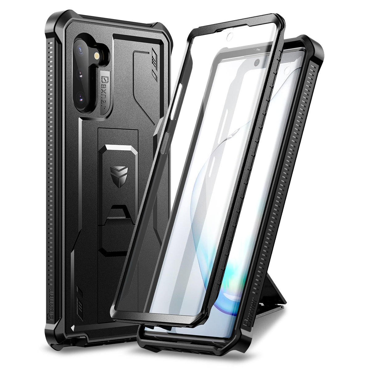 Dexnor Case for Samsung Galaxy Note 10 With Single Screen Protector Full Body Bumper Kickstand Heavy-duty Shockproof Rugged Cover.