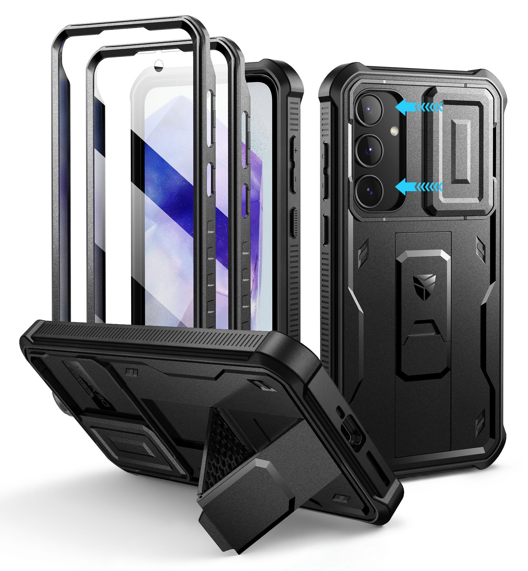 Dexnor Case for Samsung Galaxy A35 5G With Screen Protector Full Body Bumper Kickstand Heavy-duty Shockproof Rugged Cover.