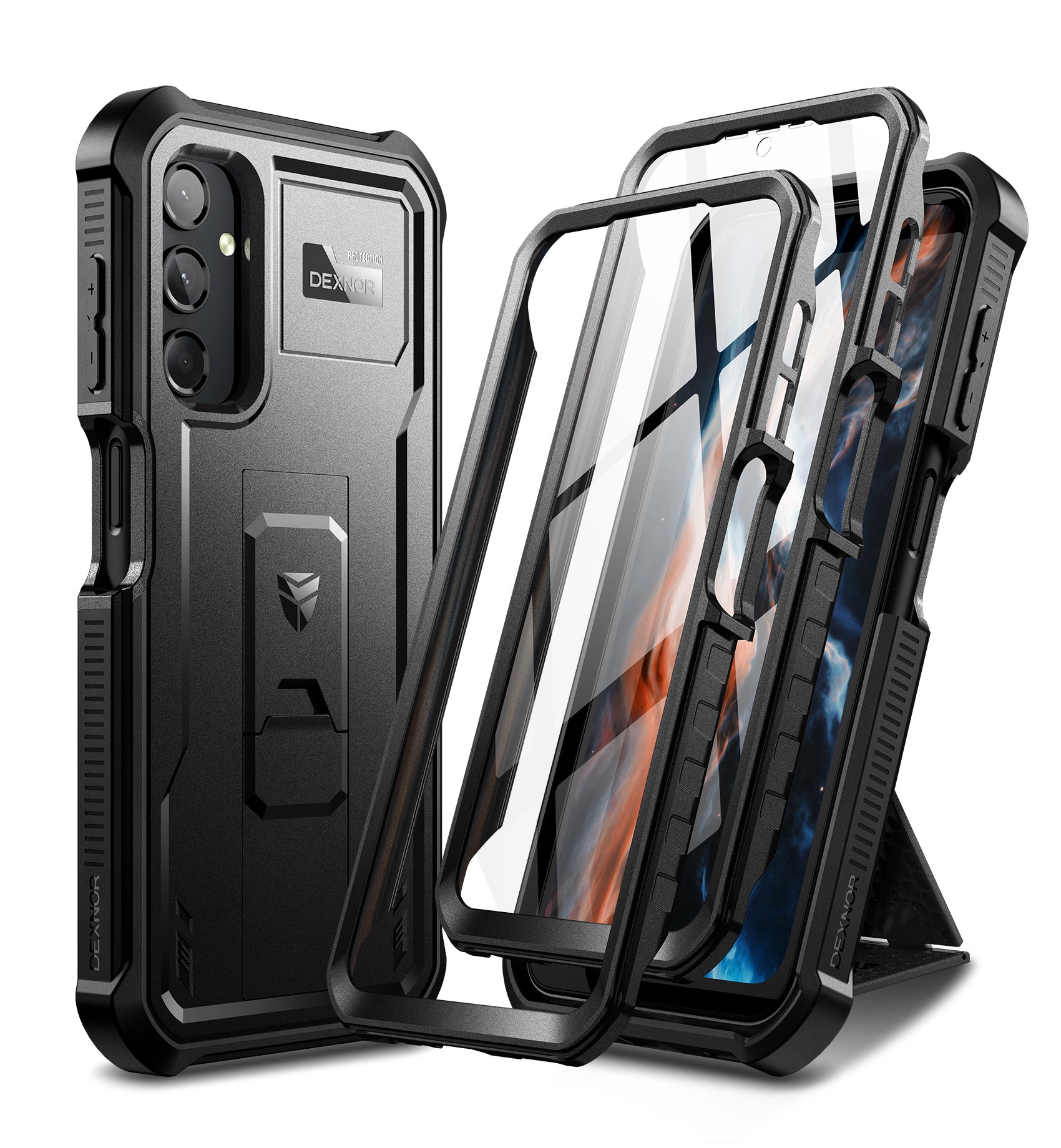 Dexnor Case for Samsung Galaxy A25 5G/A24 With Screen Protector Full Body Bumper Kickstand Heavy-duty Shockproof Rugged Cover.