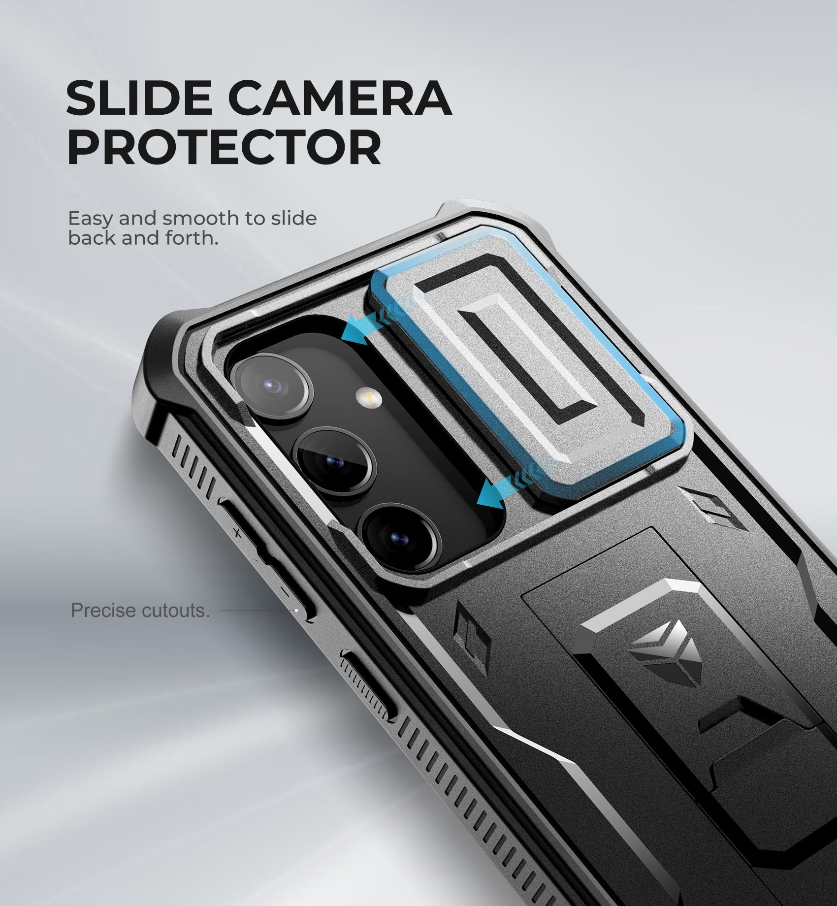 Dexnor Case for Samsung Galaxy S24 Full Body With Screen Protector Slide Camera Bumper Kickstand Heavy-duty Shockproof Rugged Cover.