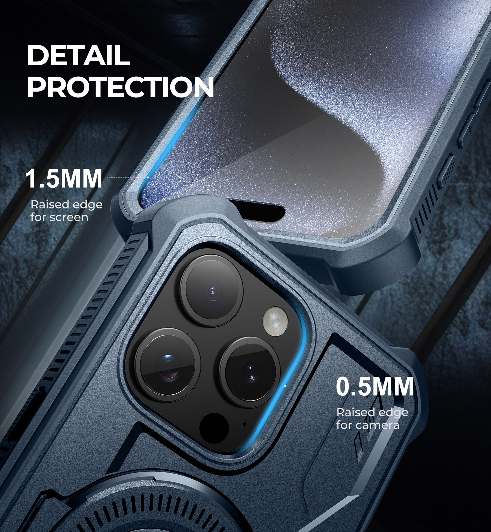 Dexnor for iphone 15 Pro Max Case With MagSafe Heavy-duty Shockproof Full Body Built-in Screen Protector Adjustable Kickstand