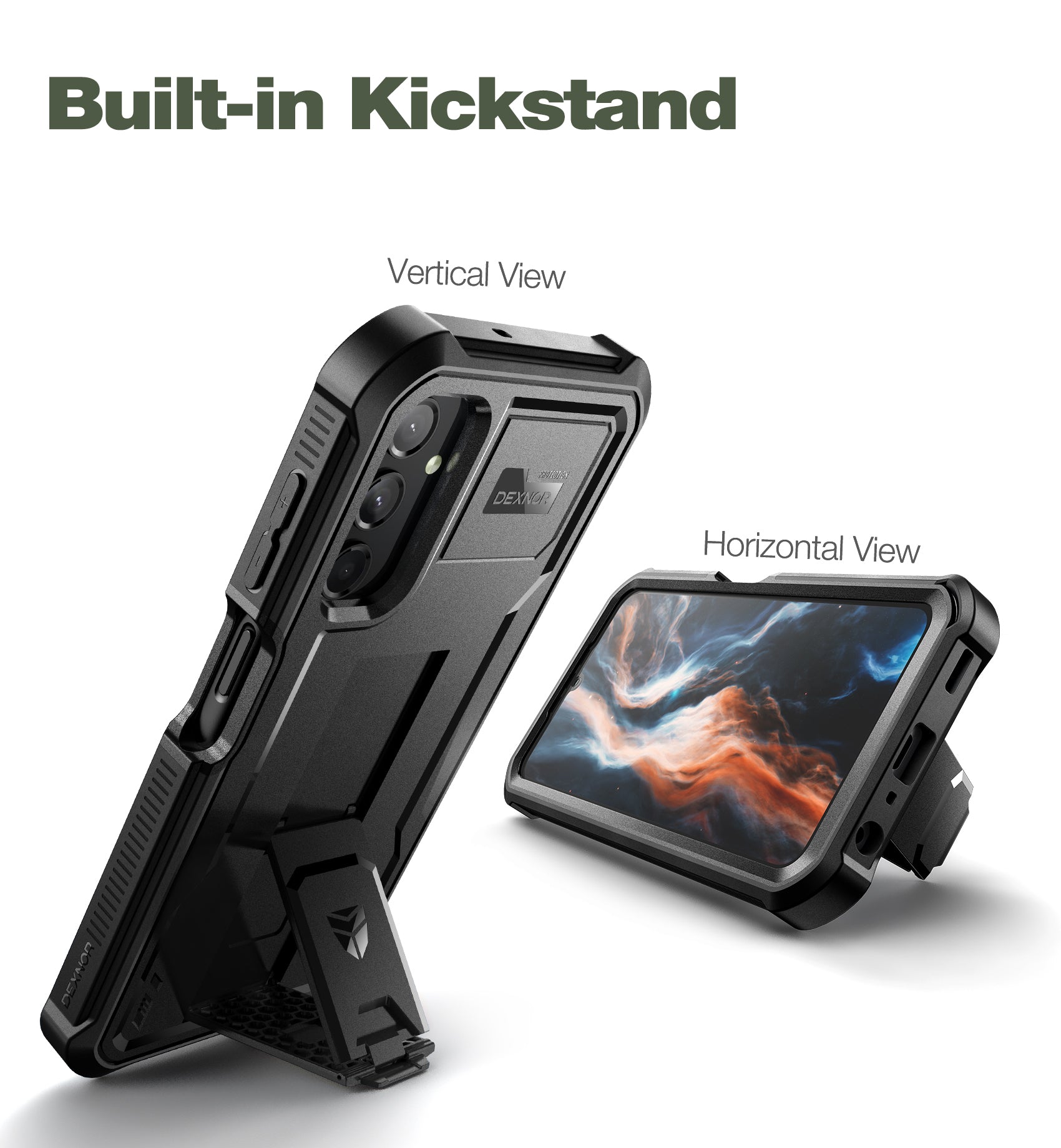 Dexnor Case for Samsung Galaxy A25 5G/A24 With Screen Protector Full Body Bumper Kickstand Heavy-duty Shockproof Rugged Cover.