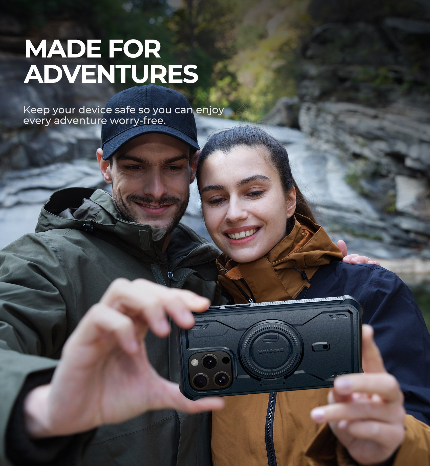 Dexnor for iphone 15 Pro Max Case With MagSafe Heavy-duty Shockproof Full Body Built-in Screen Protector Adjustable Kickstand