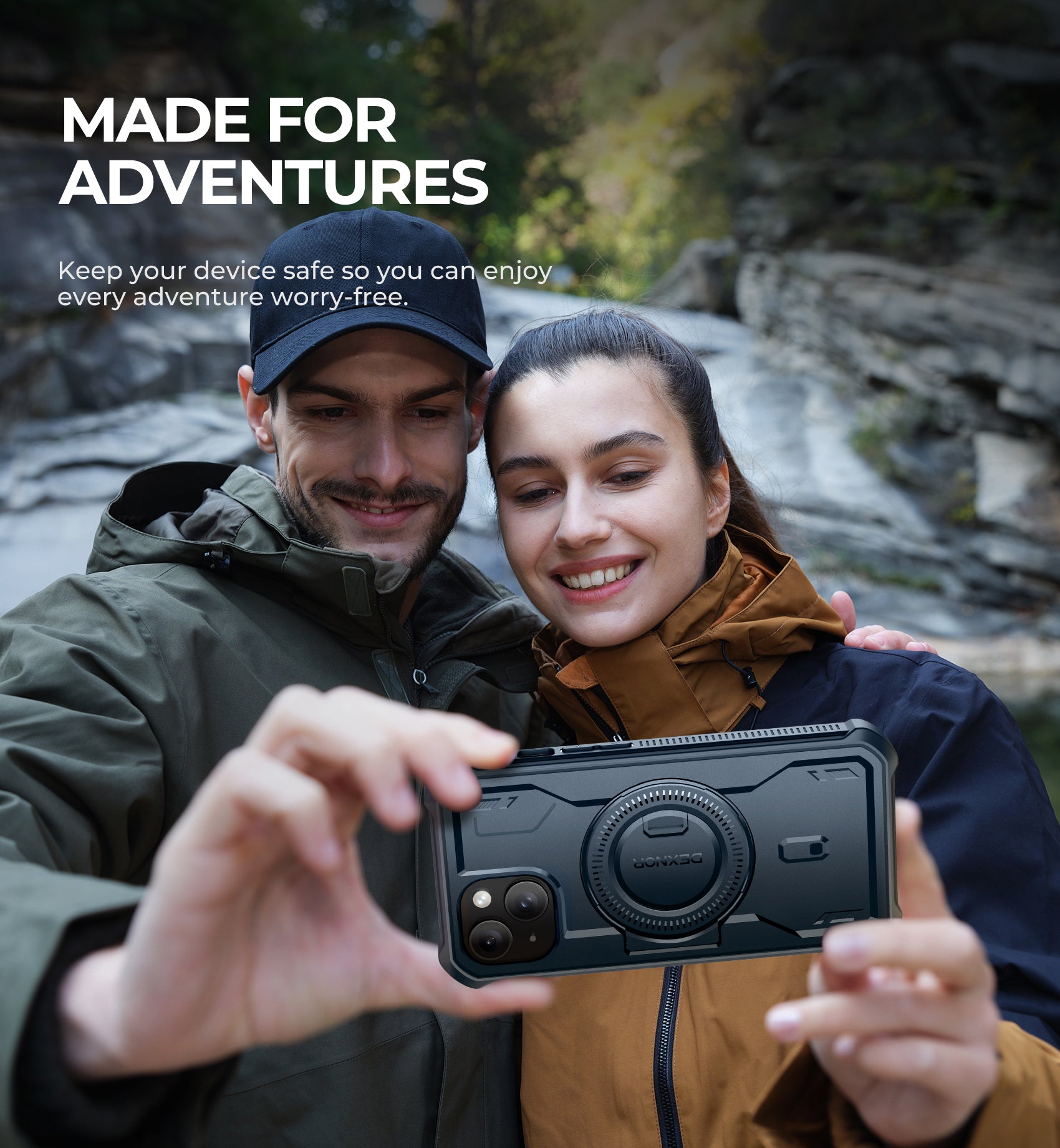 Dexnor for iphone 15 Case With MagSafe Heavy-duty Shockproof Full Body Built-in Screen Protector Adjustable Kickstand