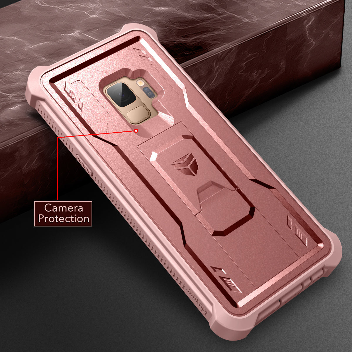 Dexnor Case for Samsung Galaxy S9 With Single Screen Protector Full Body Bumper Kickstand Heavy-duty Shockproof Rugged Cover.