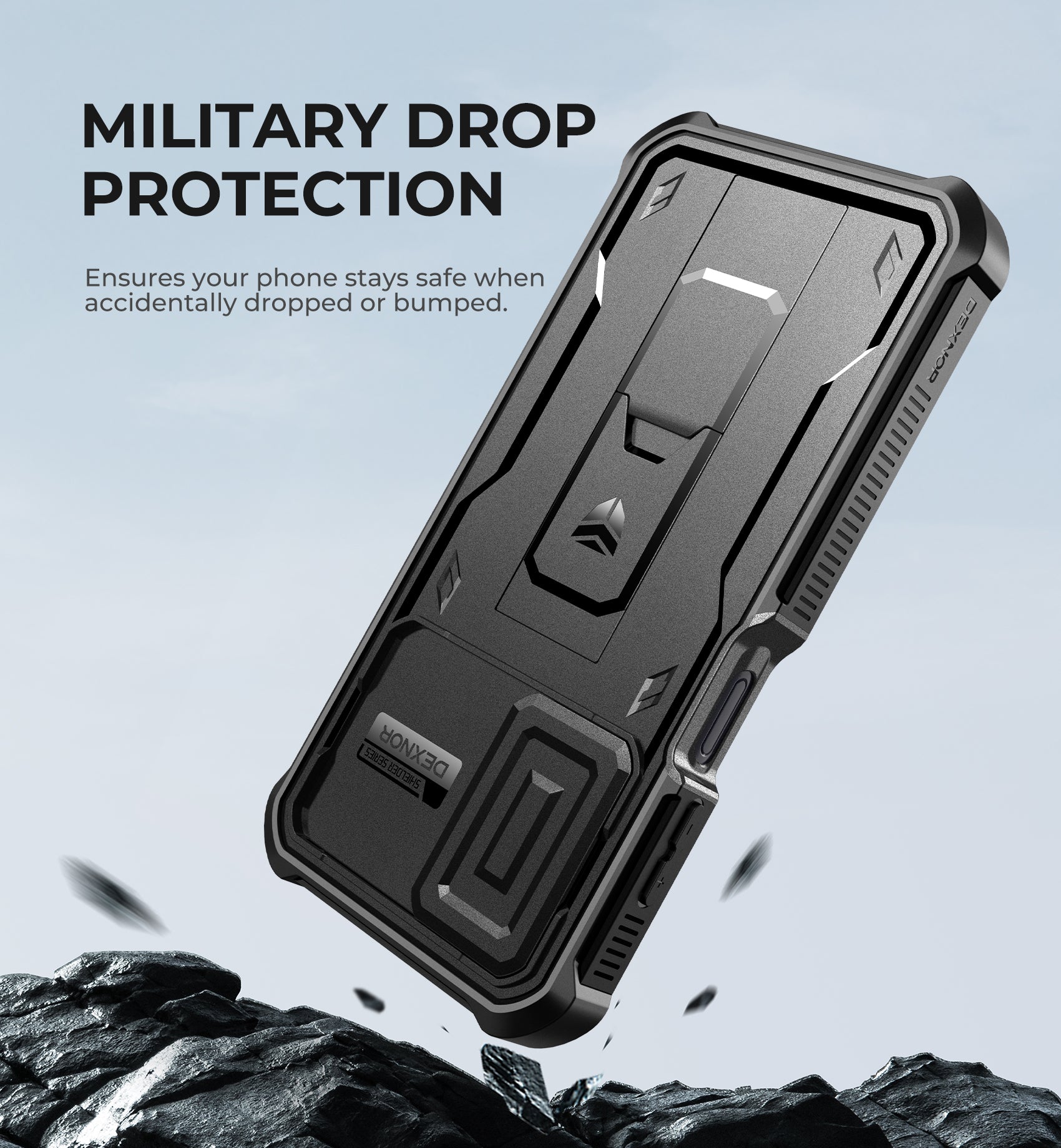 Dexnor Case for Samsung Galaxy A15 5G With Screen Protector Full Body Bumper Kickstand Heavy-duty Shockproof Rugged Cover.