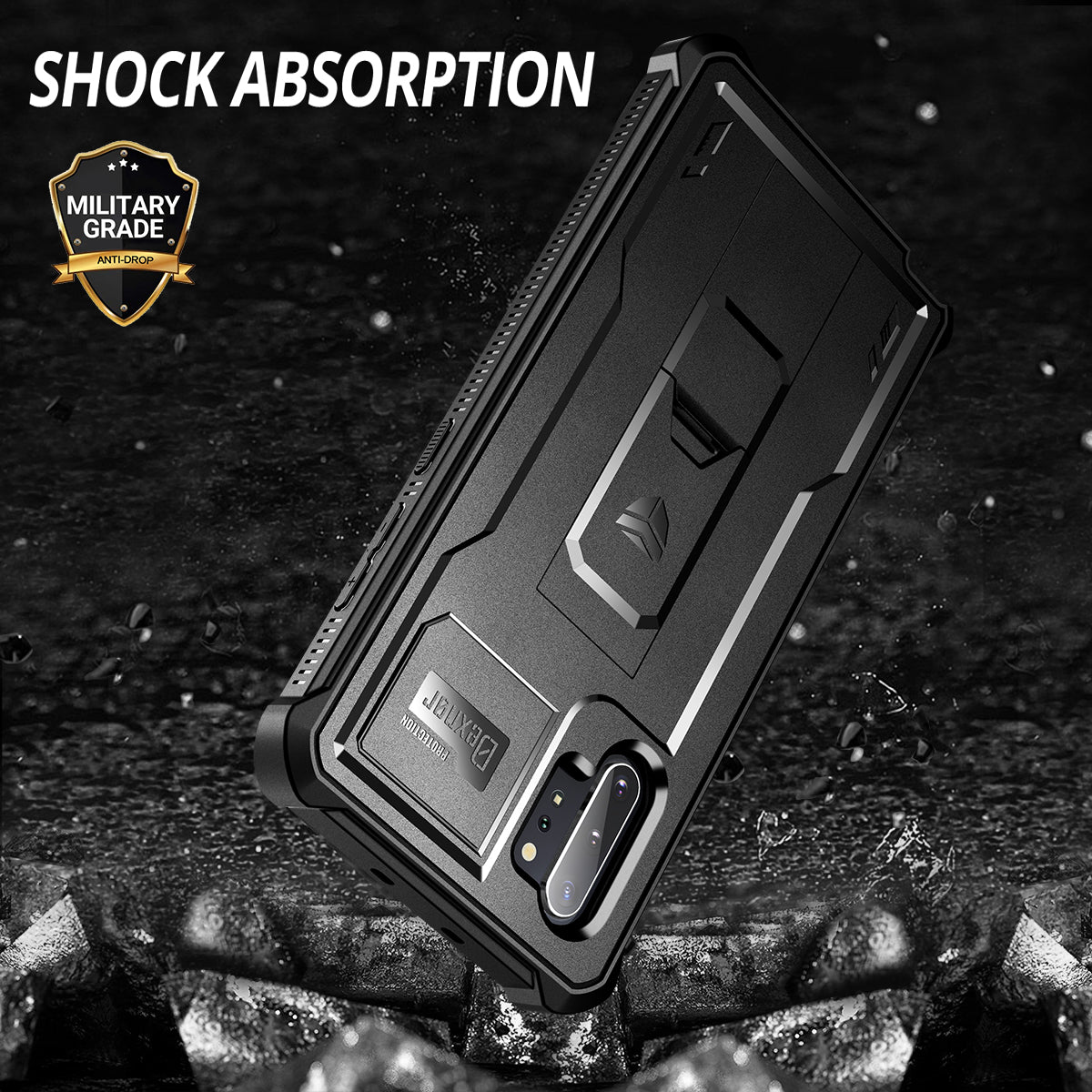 Dexnor Case for Samsung Galaxy Note 10+ With Single Screen Protector Full Body Bumper Kickstand Heavy-duty Shockproof Rugged Cover.