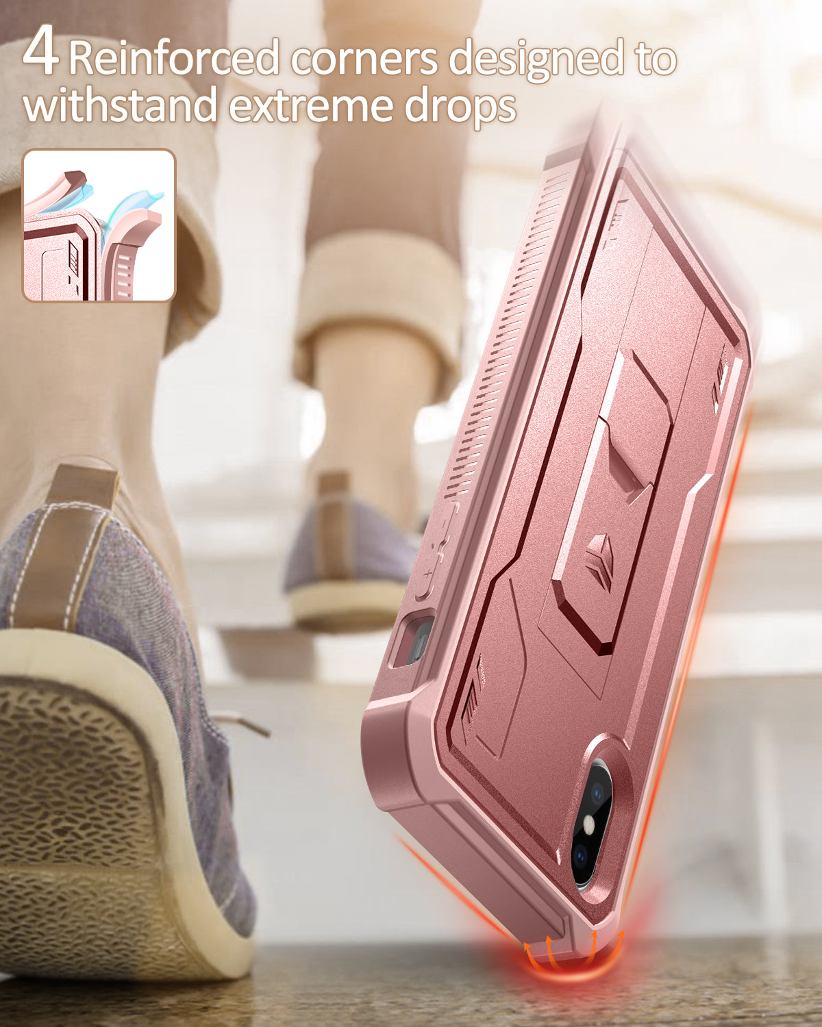 Dexnor Case for iPhone XS Max With Screen Protector Full Body Bumper Kickstand Heavy-duty Shockproof Rugged Cover.