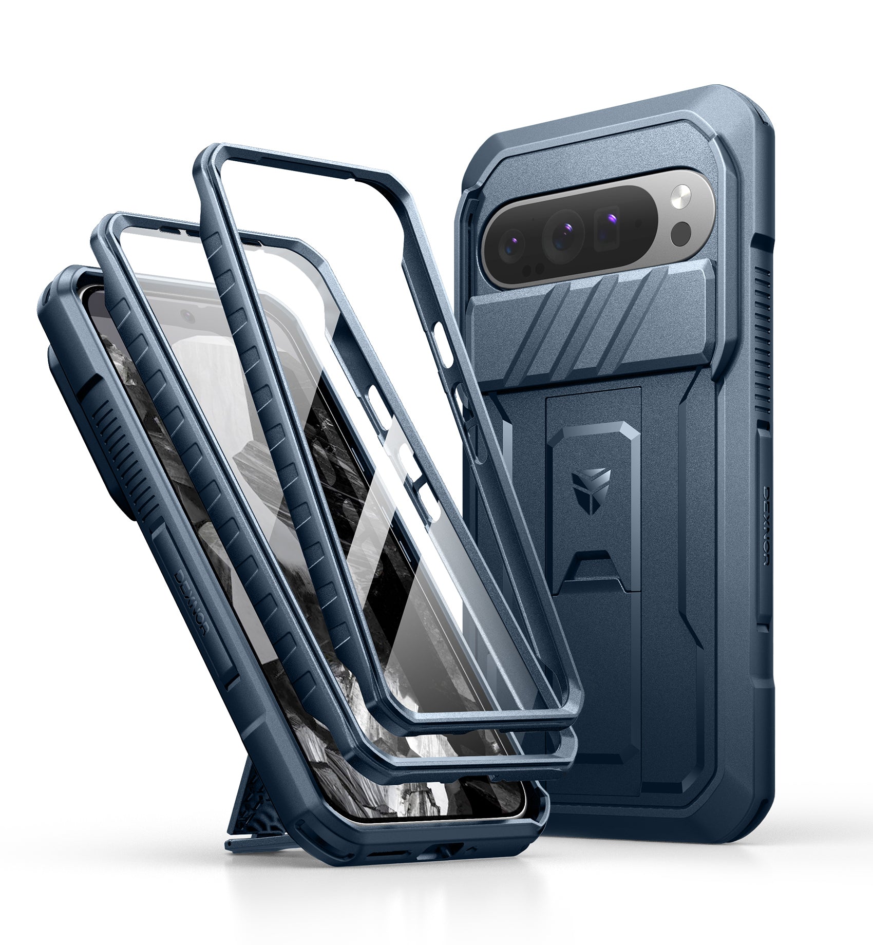 Dexnor Case for Google Pixel 9 Pro XL With Screen Protector Full Body Bumper Kickstand Heavy-duty Shockproof Rugged Cover.
