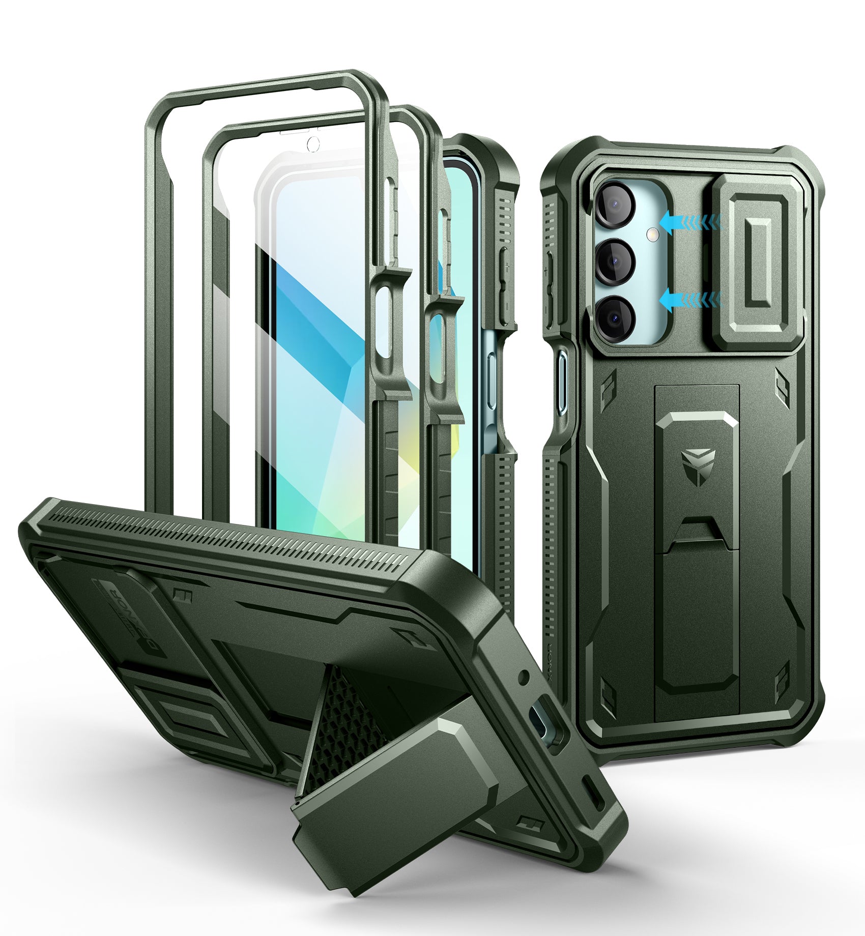 Dexnor Case for Samsung Galaxy A16 With Screen Protector Full Body Bumper Kickstand Heavy-duty Shockproof Rugged Cover.