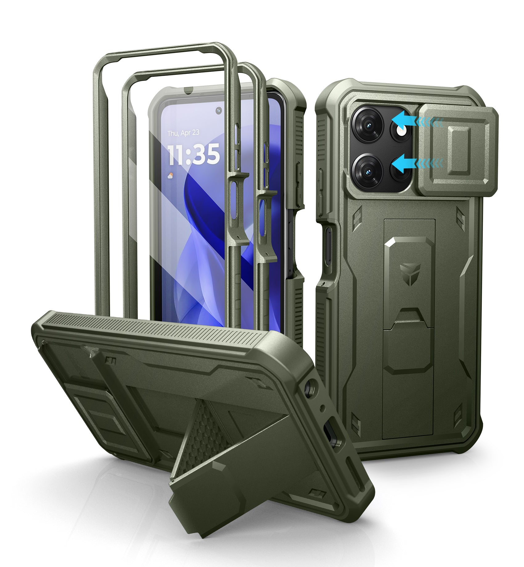 Dexnor Full Body Case for Moto G-Power 5G 2025 With Screen Protector And Slide Camera Bumper Kickstand Heavy-duty Shockproof Cover