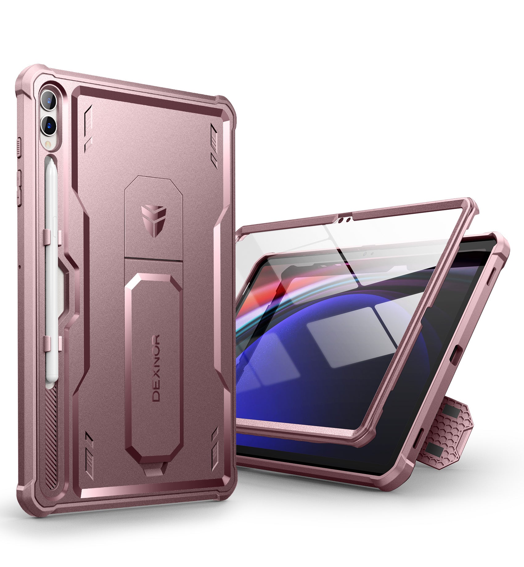 Dexnor Tablet Case for Samsung Galaxy Tab S9 Plus With Screen Protector Full Body Bumper Kickstand Heavy-duty Shockproof Rugged Pen Holder Cover.