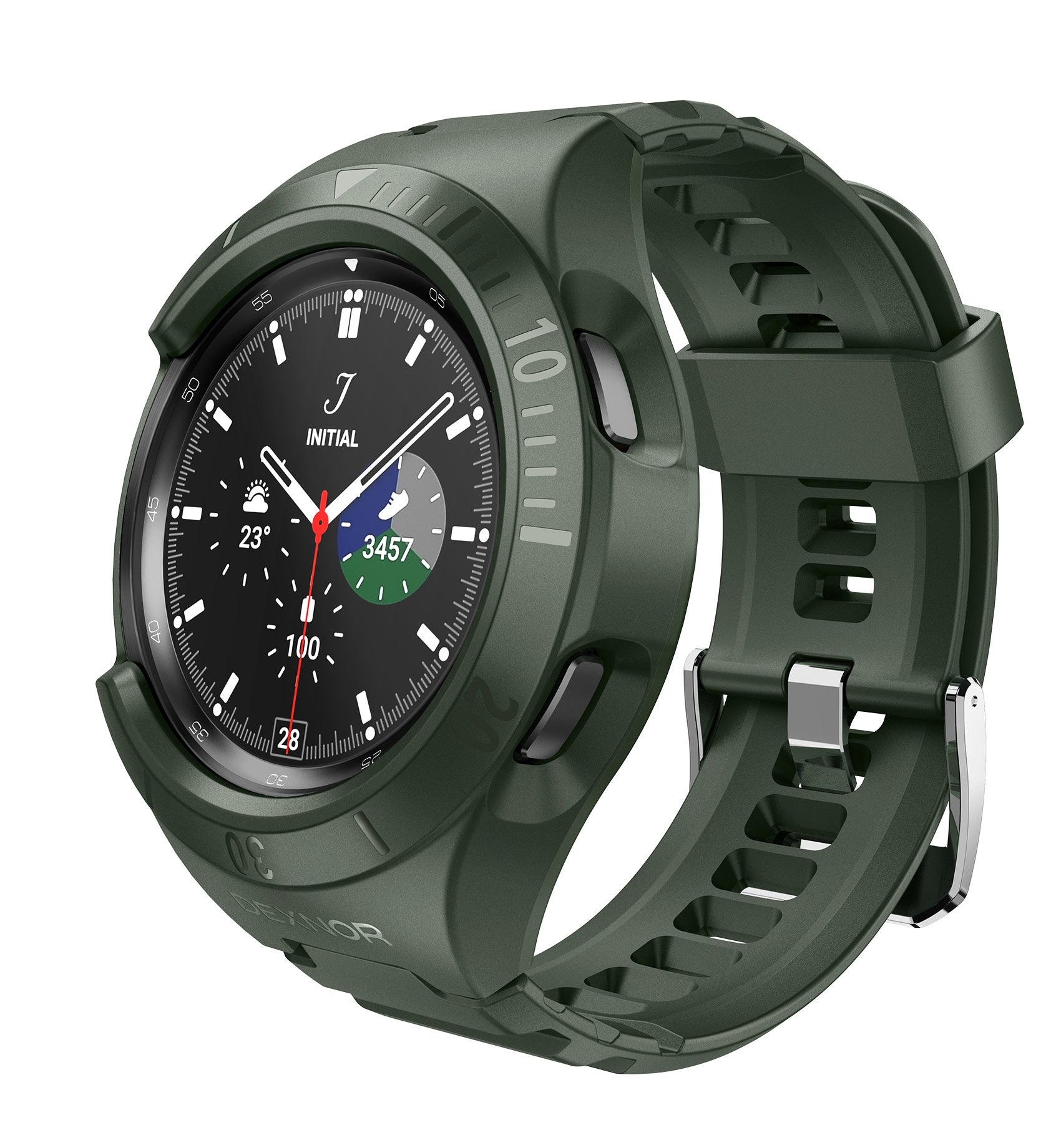 Dexnor Watch Case for Watch 4 Classic Band 46mm(2021) Full Body Bumper Shockproof Rugged Raised Bezel Snap-on Cover