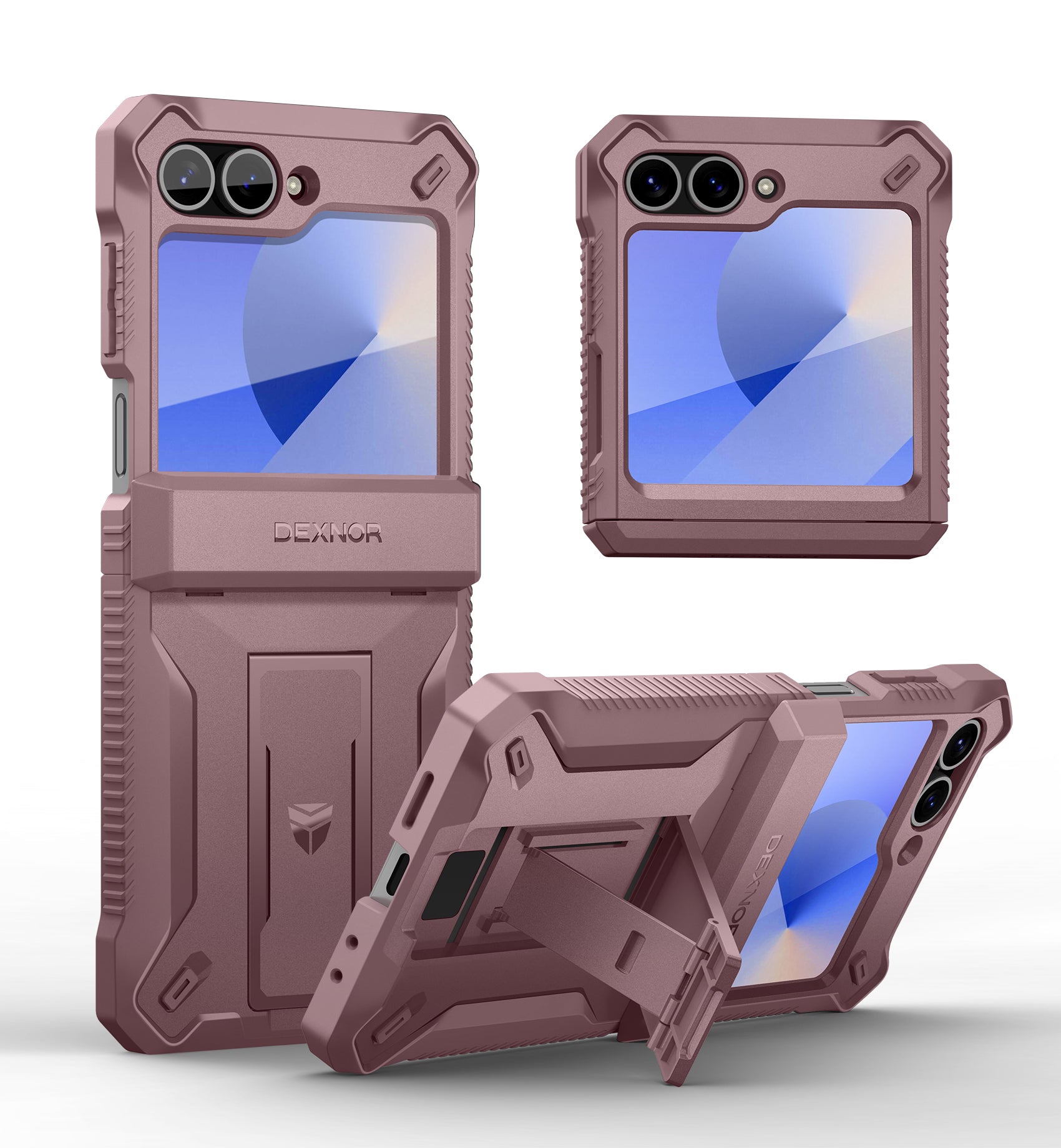 Dexnor Case for Samsung Galaxy Z Flip 6 Hinge Coverage With Screen Protector Full Body Bumper Kickstand Hinge Coverage Shockproof Rugged Cover