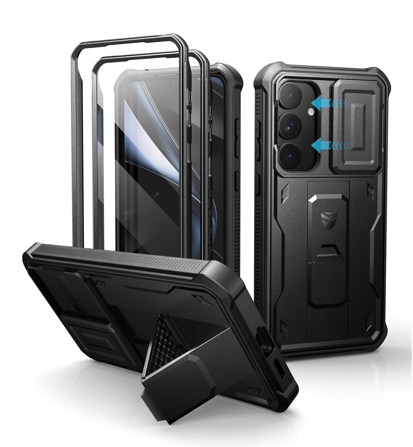 Dexnor Case for Samsung Galaxy S25 Plus Full Body With Screen Protector Slide Camera Bumper Kickstand Heavy-duty Shockproof Grade Cover