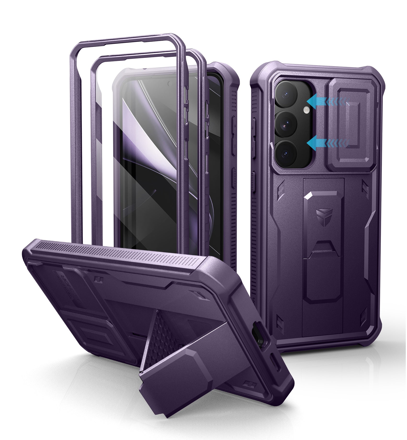 Dexnor Case for Samsung Galaxy S25 Plus Full Body With Screen Protector Slide Camera Bumper Kickstand Heavy-duty Shockproof Grade Cover
