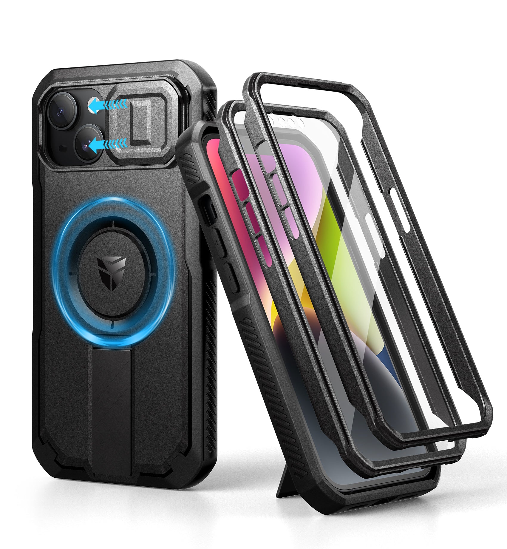 Dexnor Durable Case for iPhone 13/14 with Built In Screen Protector and Slide Camera Cover 360 Magsafe Rugged Bumper Cover