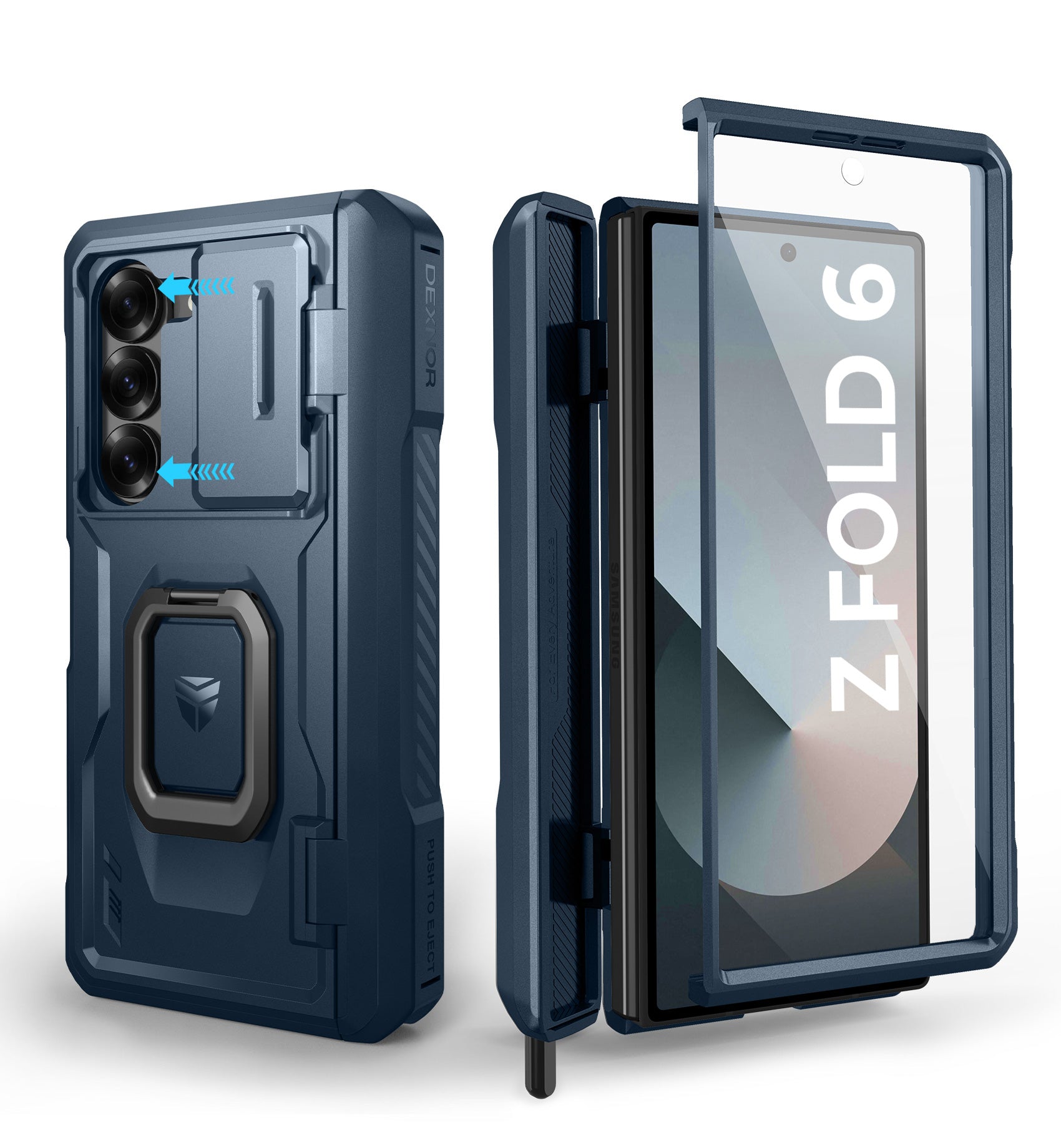 Dexnor Case for Samsung Galaxy Z Fold 6 With Hinge Coverage Screen Protector Full Body Bumper Kickstand Heavy-duty Shockproof Rugged Cover.
