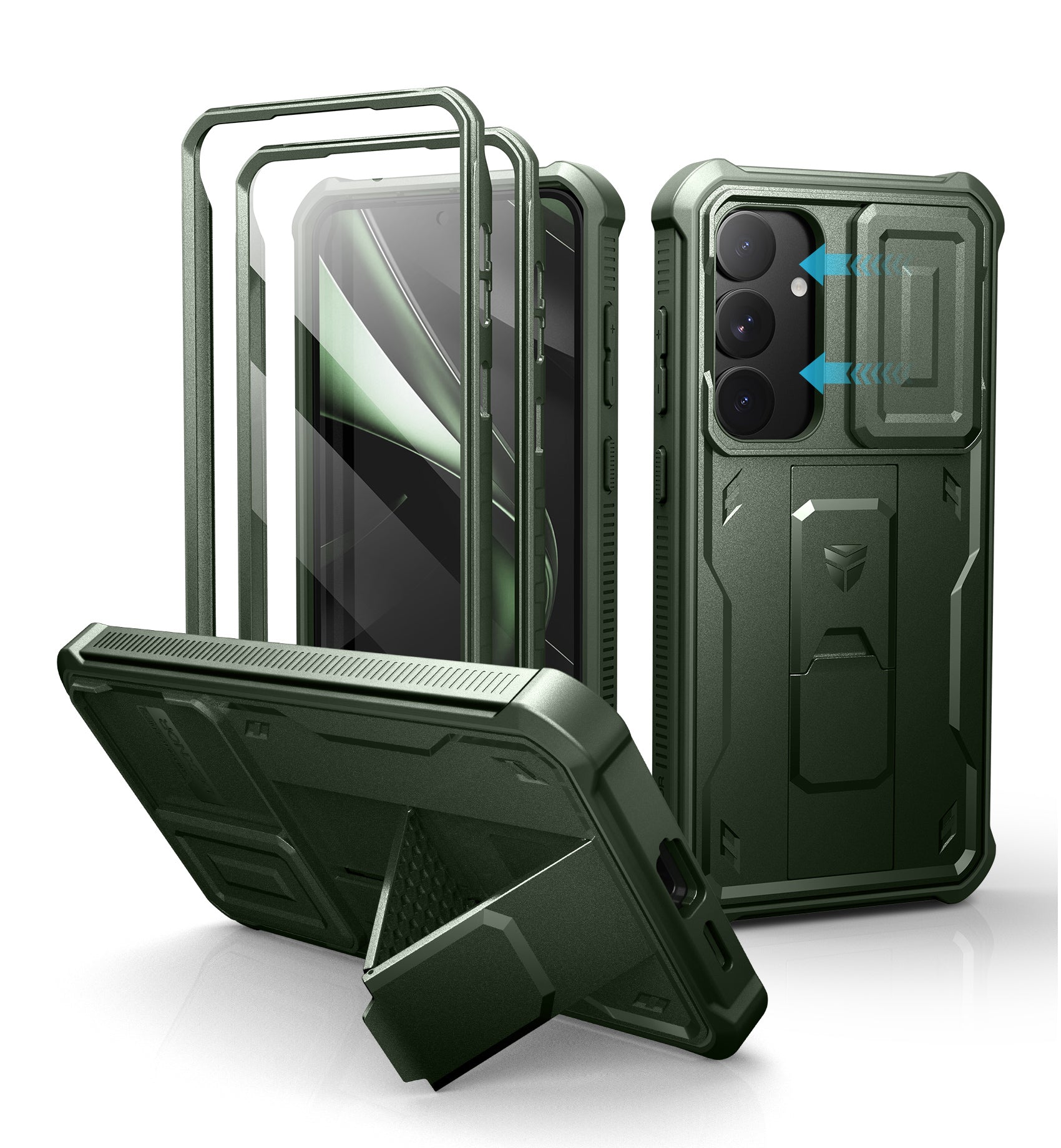 Dexnor Case for Samsung Galaxy S25 Plus Full Body With Screen Protector Slide Camera Bumper Kickstand Heavy-duty Shockproof Grade Cover