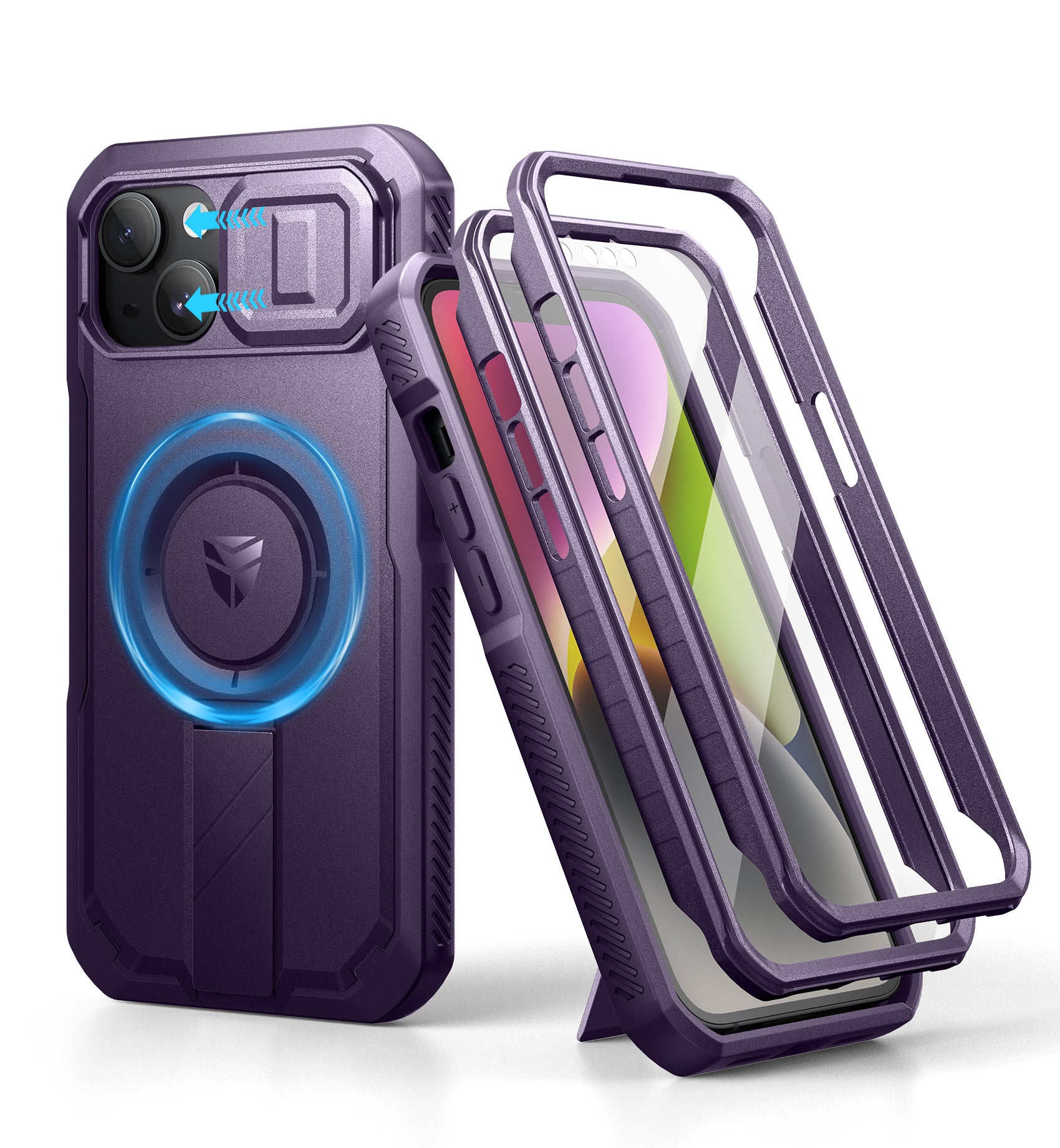 Dexnor Durable Case for iPhone 13/14 with Built In Screen Protector and Slide Camera Cover 360 Magsafe Rugged Bumper Cover