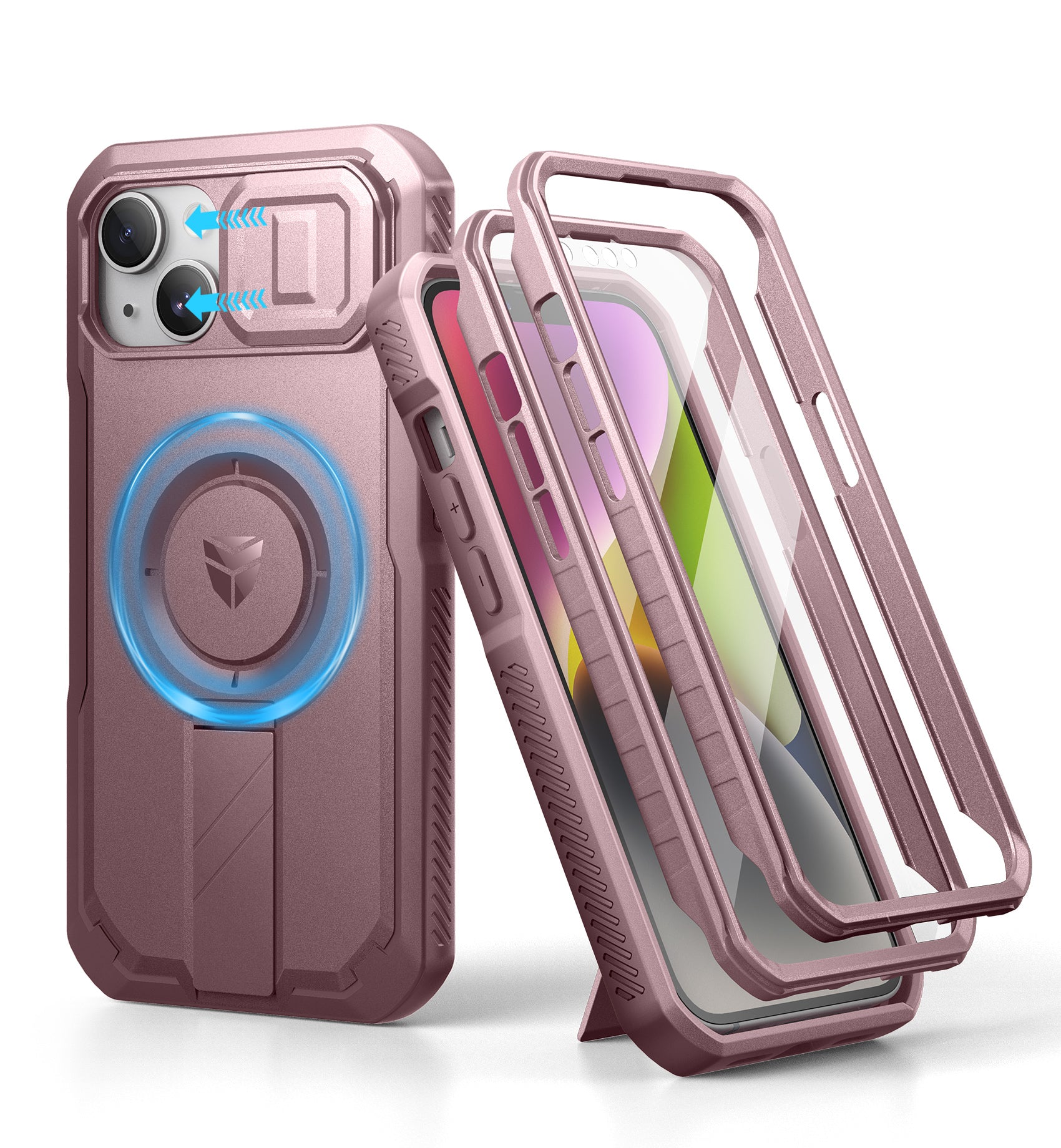 Dexnor Durable Case for iPhone 13/14 with Built In Screen Protector and Slide Camera Cover 360 Magsafe Rugged Bumper Cover
