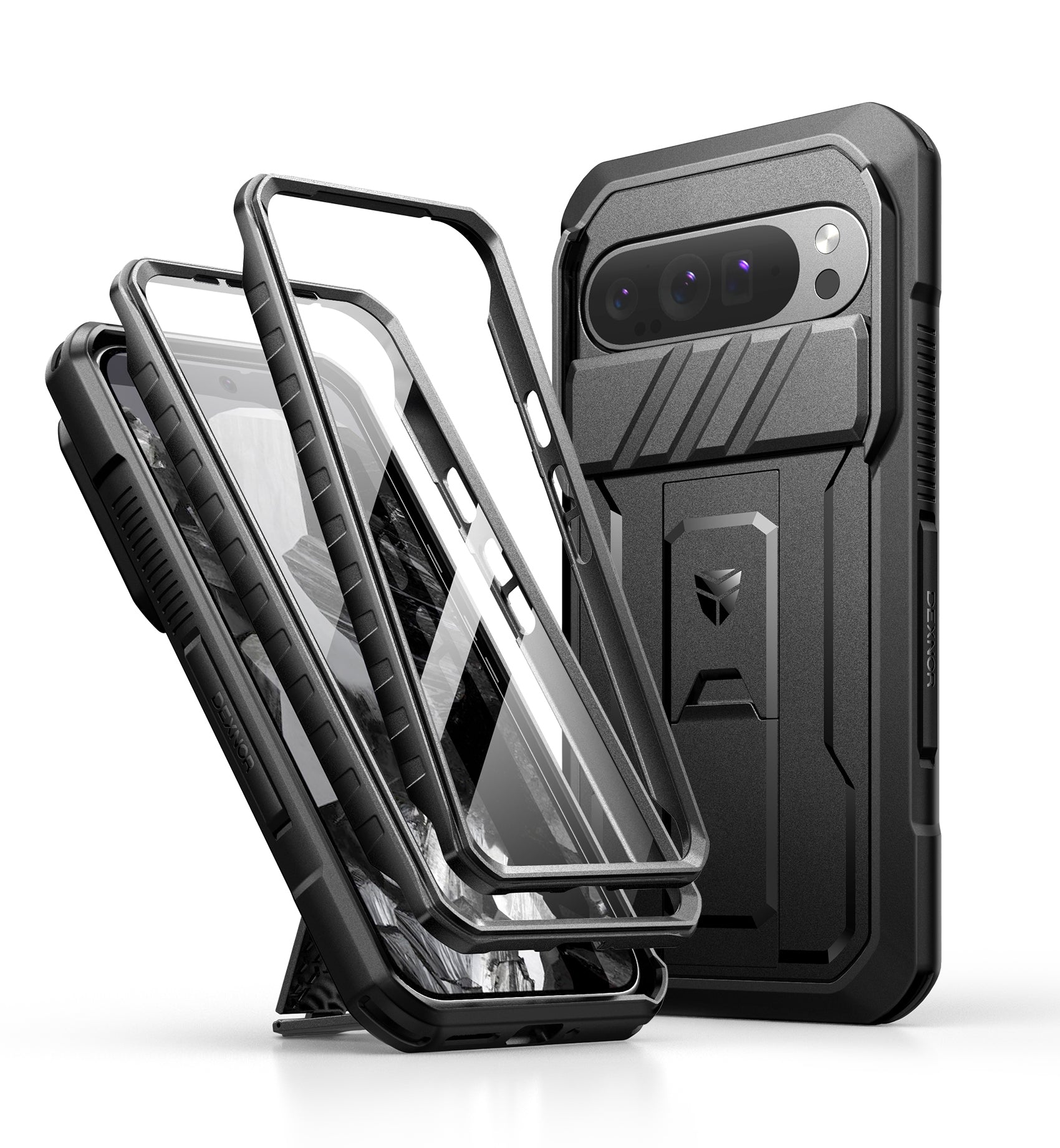 Dexnor Case for Google Pixel 9 Pro XL With Screen Protector Full Body Bumper Kickstand Heavy-duty Shockproof Rugged Cover.