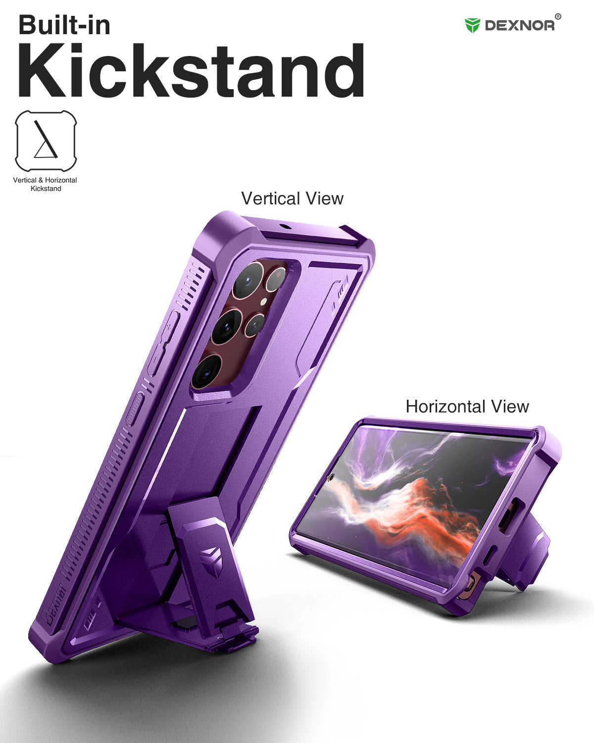 Dexnor Case for Samsung Galaxy S22 Ultra With Single Screen Protector Full Body Bumper Kickstand Heavy-duty Shockproof Rugged Cover.